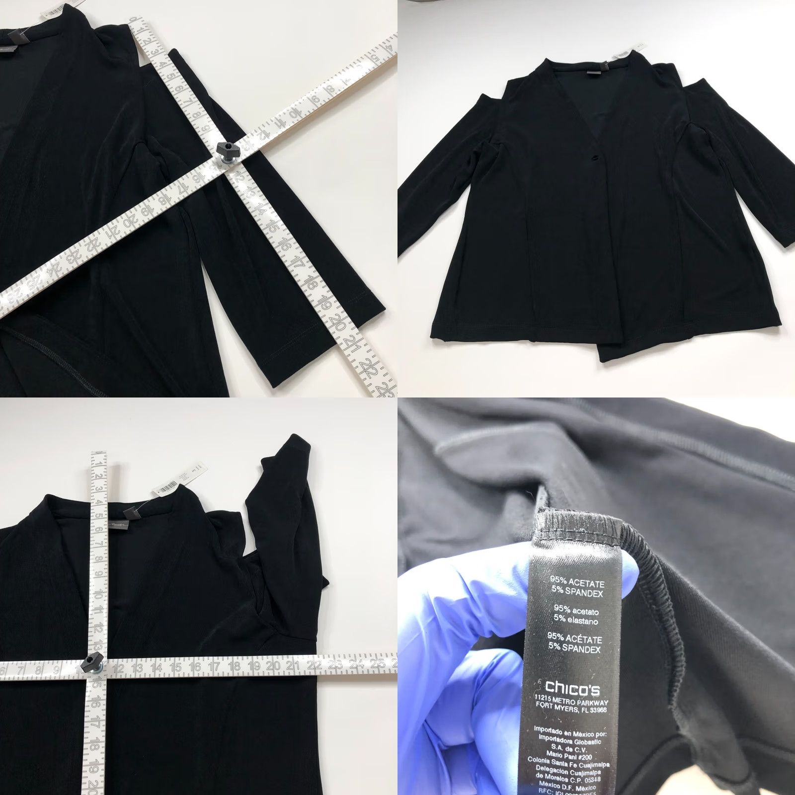 Vintage Chico's Jacket Blazer Style Acetate Cut Out Black XL Womens Vintage No Size XL / US 12-14 / IT 48-50 - 8 Thumbnail