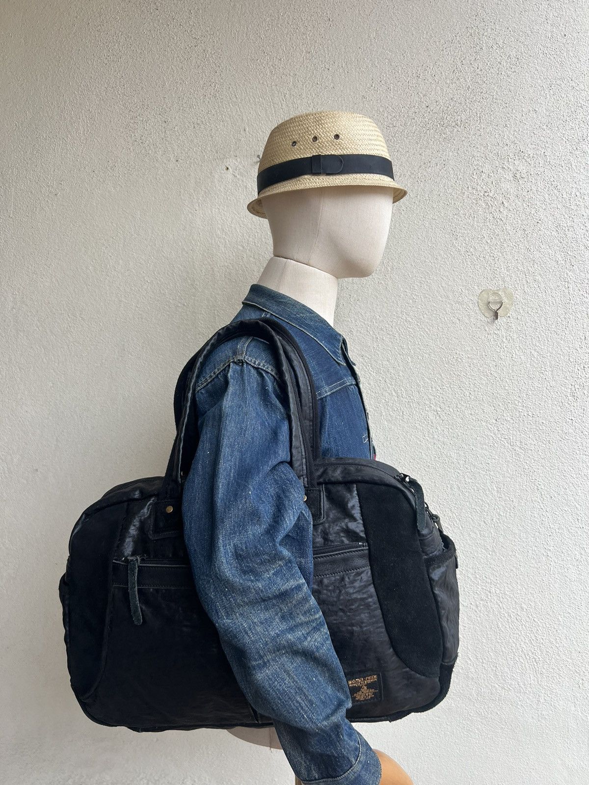 Leather Vintage Masterpiece Japan Suede Leather Wax Nylon Boston Bag Size ONE SIZE - 4 Thumbnail