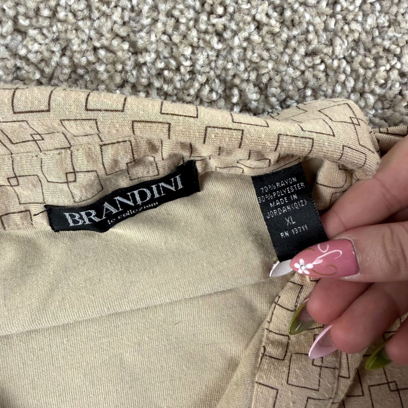 Vintage Brandini Shirt Mens XL Beige Geometric Short Sleeve Button Up Casual Summer Size US XL / EU 56 / 4 - 3 Thumbnail