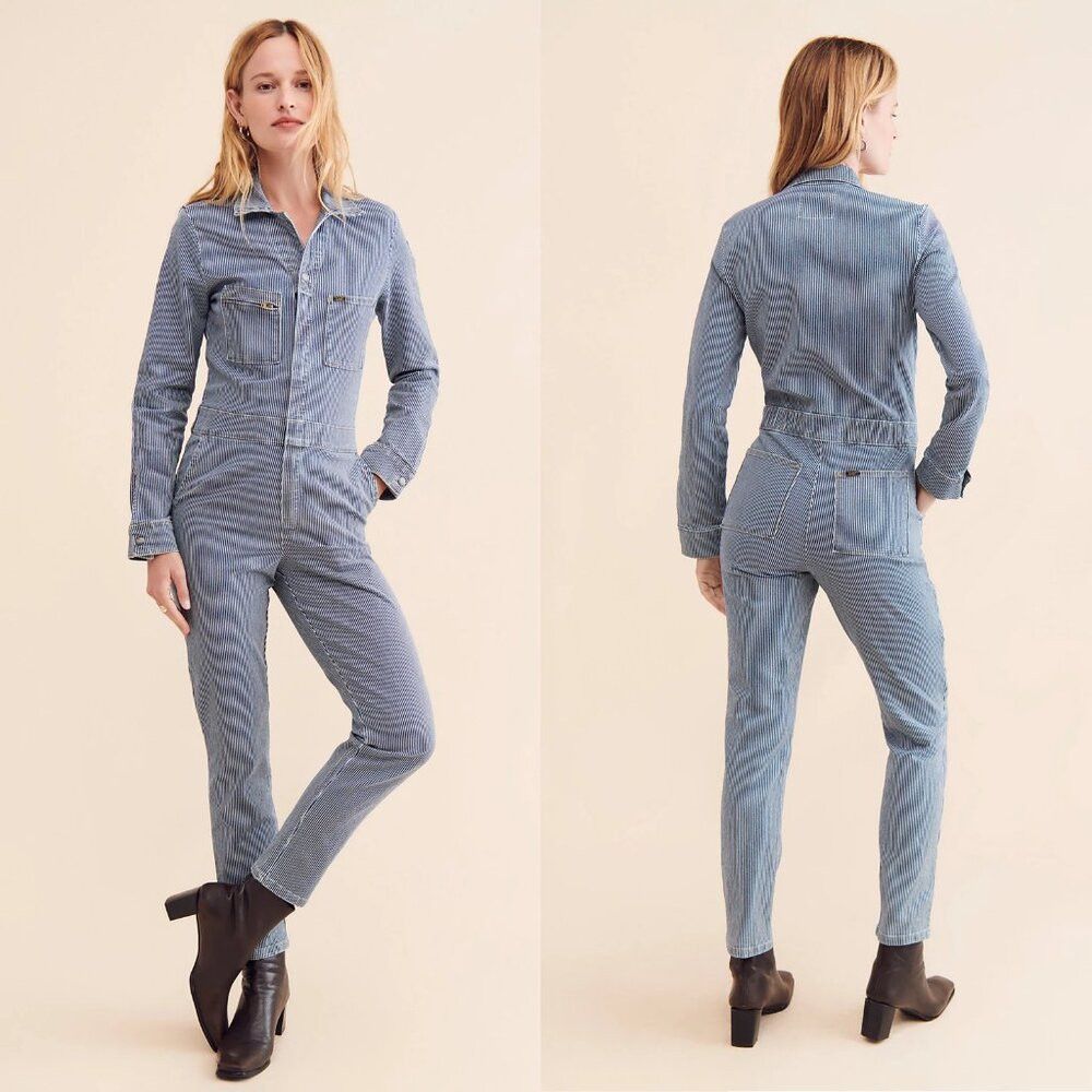 Lee New Lee Striped Cotton Unionalls Romper Size L Size 36" / US 14 / IT 50 - 1 Thumbnail