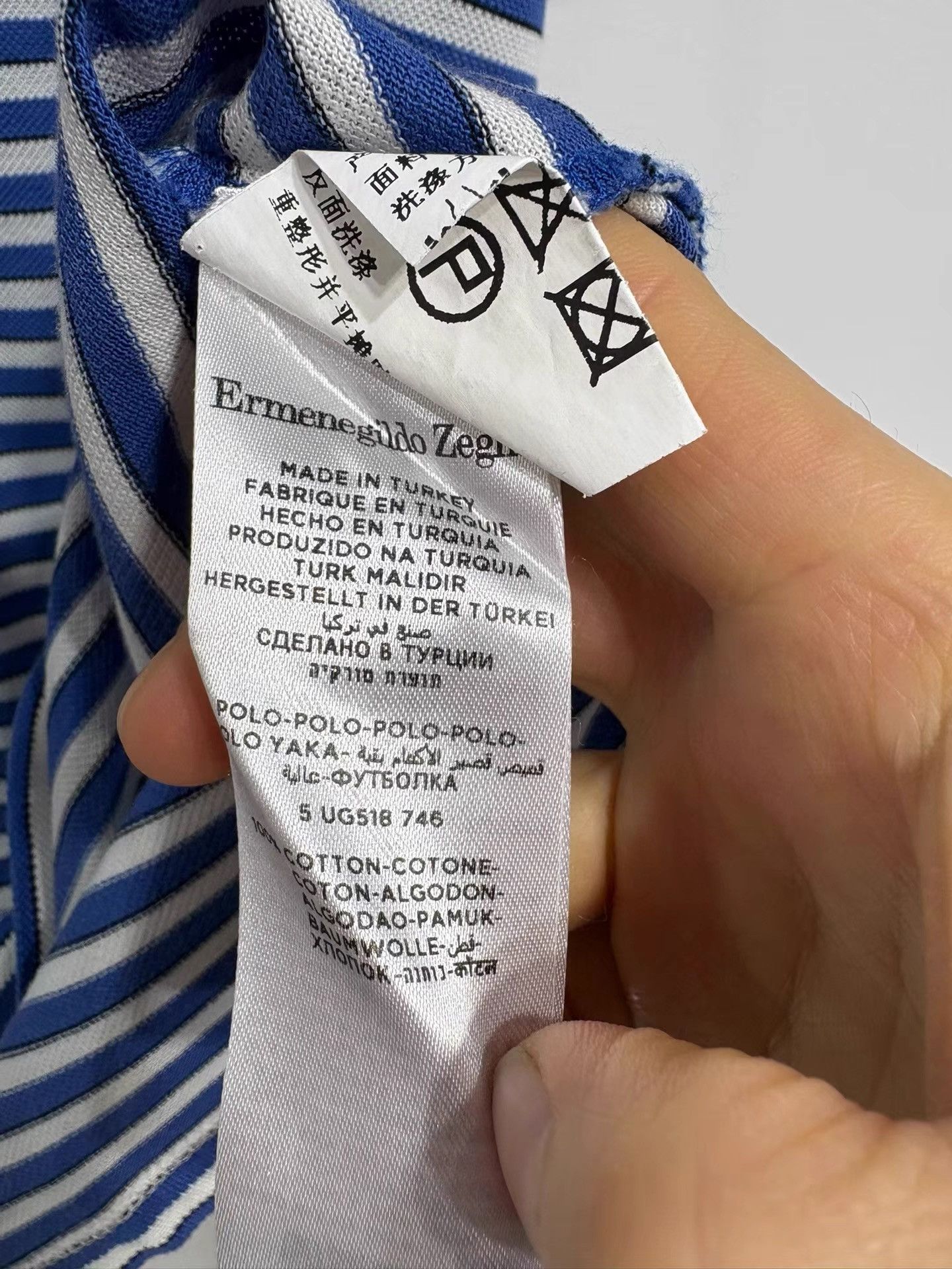Ermenegildo Zegna Ermenegildo Zegna Blue White Striped Polo Shirt K29 Size US L / EU 52-54 / 3 - 6 Thumbnail