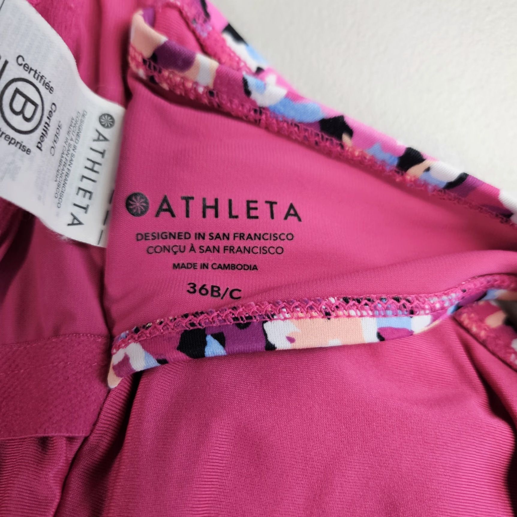 Athleta Athleta Tankini Sz 36B/C Womens Square Neck Pink Blue Size ONE SIZE - 6 Thumbnail