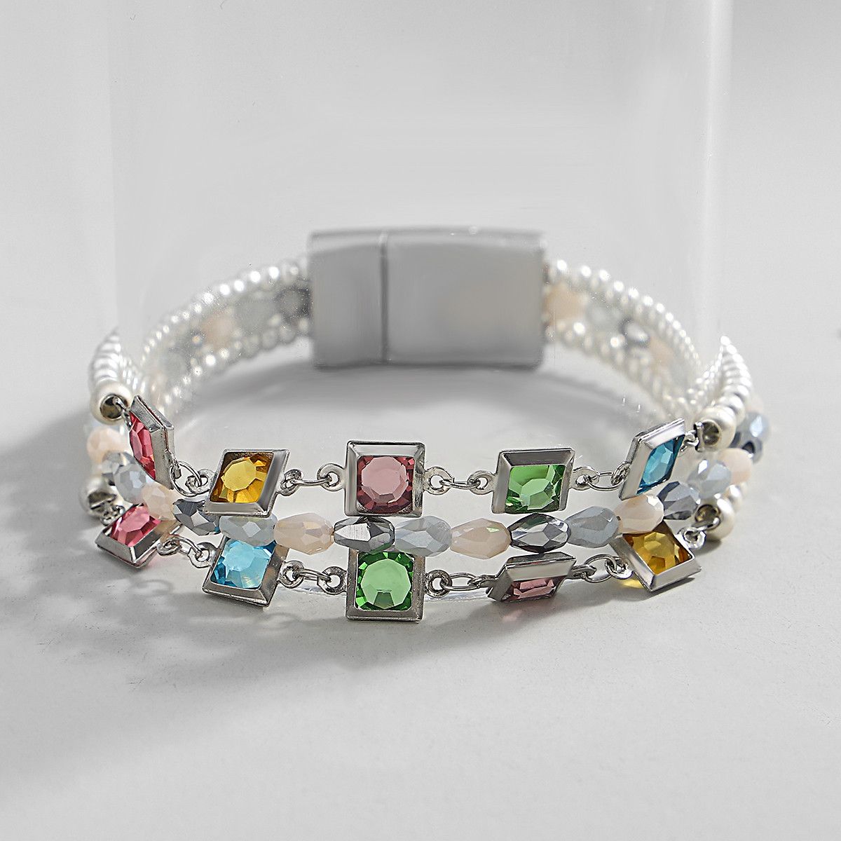 Jewelry Square Crystal Beads Charm Bracelets Size ONE SIZE - 1 Thumbnail