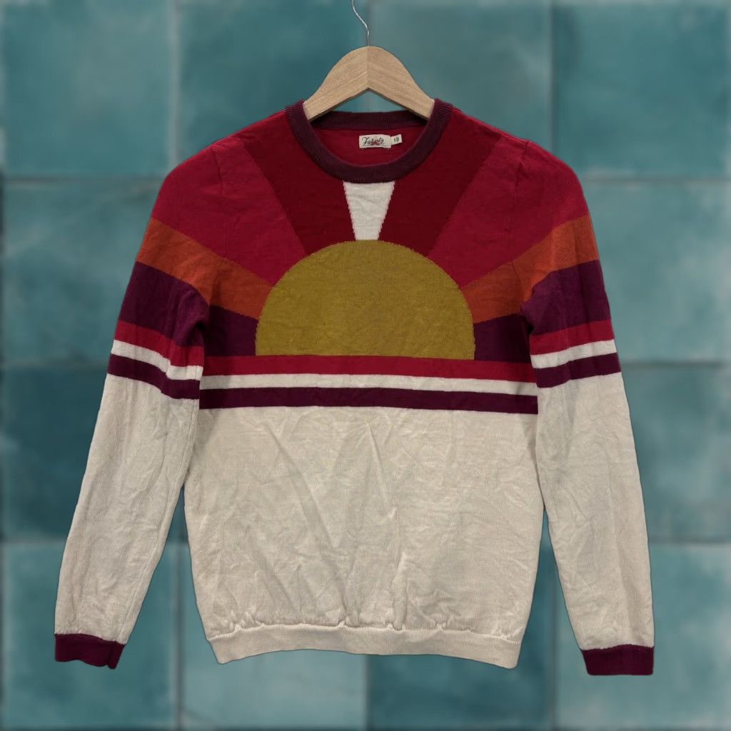 Faherty Faherty Sweater Crewneck Wool Womens Small Horizon Sunset Merino Knit Multicolor Graphic Print Casual Fall Winter Size S / US 4 / IT 40 - 1 Thumbnail