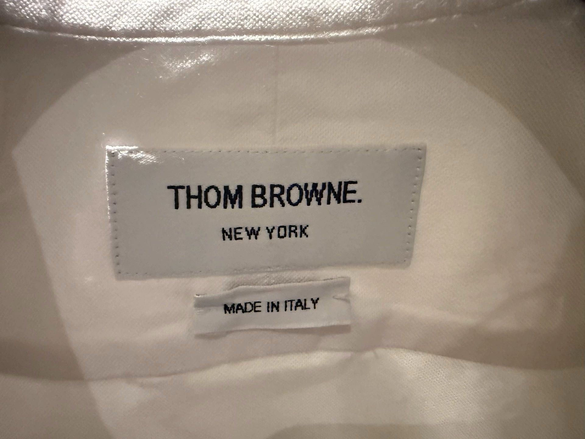 Thom Browne TB Women's Classic Tri-Color Placket Oxford Shirt White Size S / US 4 / IT 40 - 3 Thumbnail