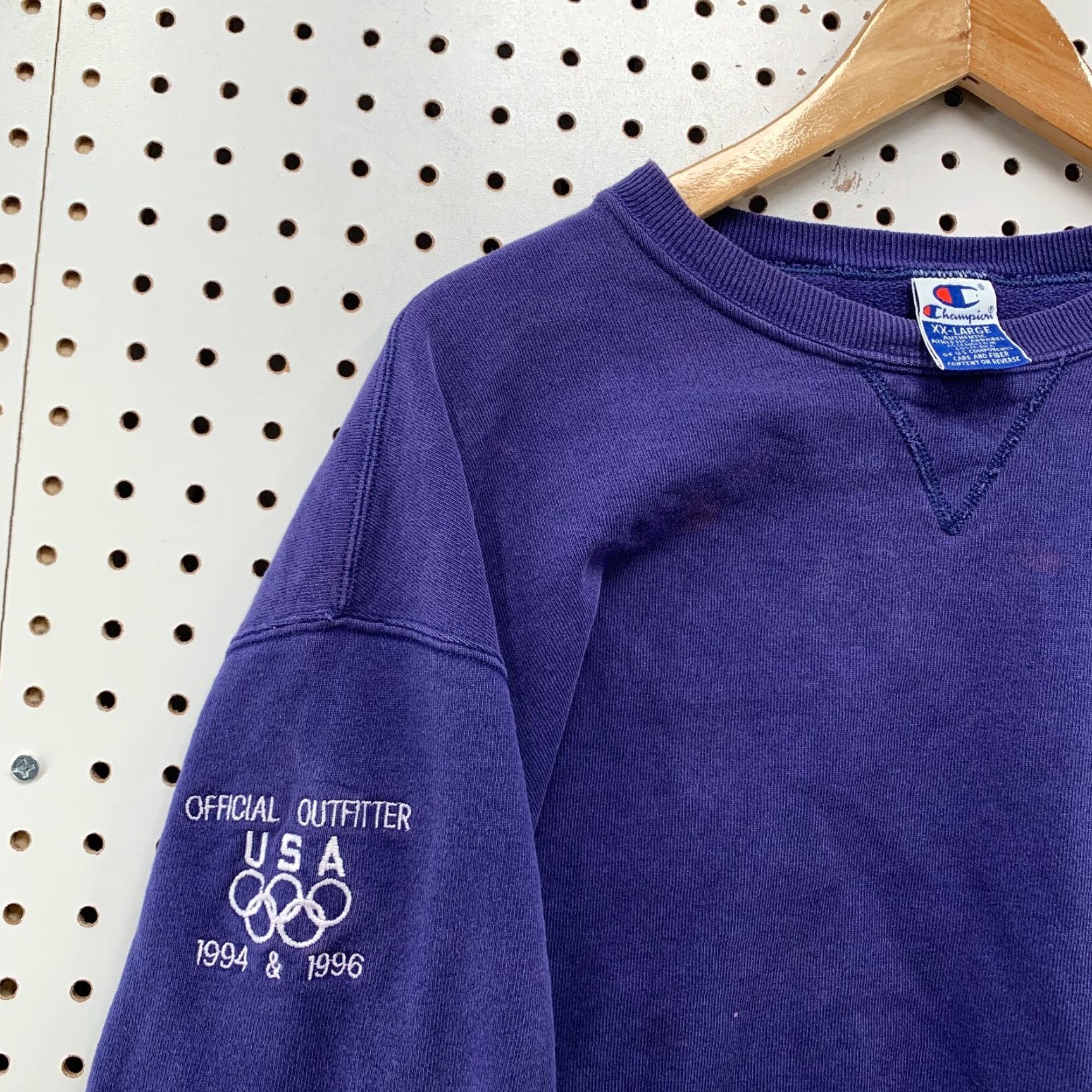 Champion Vintage 90s USA Olympics Staff Champion Sweatshirt Men 2XL Blue Cotton Heavyweight Pullover Crew Neck Size US XXL / EU 58 / 5 - 3 Thumbnail