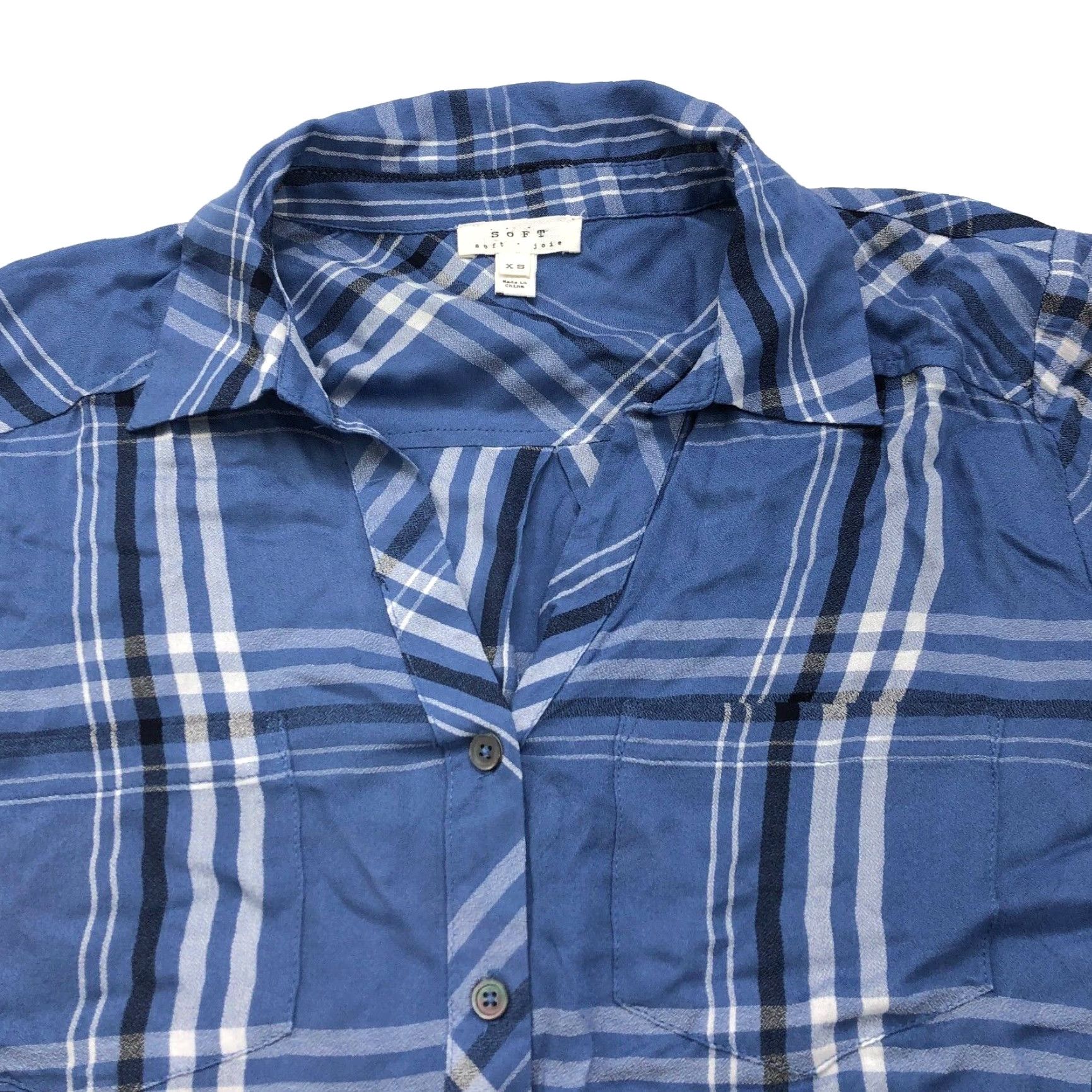 Joie JOIE Shirt XS Multicolor Plaid 100% Rayon Lightweight Button-Up Long Sleeve Women Size XS / US 0-2 / IT 36-38 - 2 Thumbnail