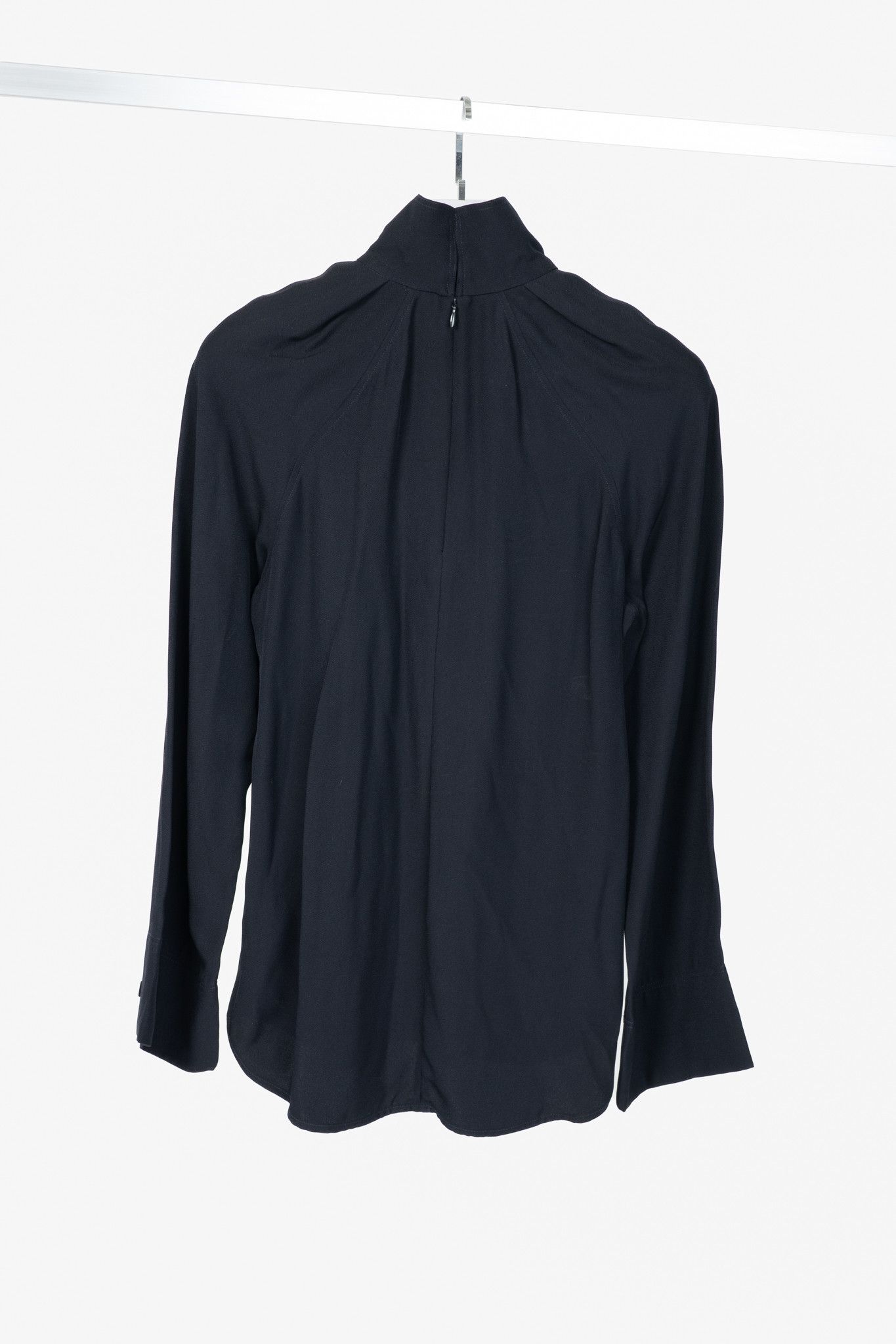 Toteme Toteme Navy High-Neck Crepe Blouse Size S / US 4 / IT 40 - 2 Thumbnail