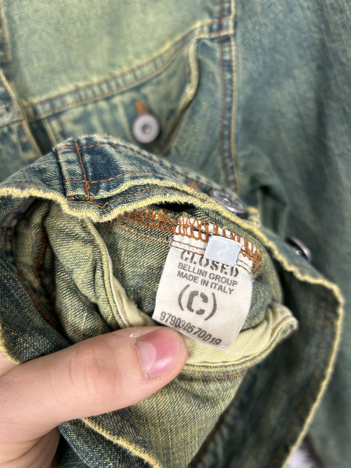 Vintage Vintage Denim Jacket Green Trucker 90s Avantgarde Punk Rock Size US S / EU 44-46 / 1 - 6 Thumbnail