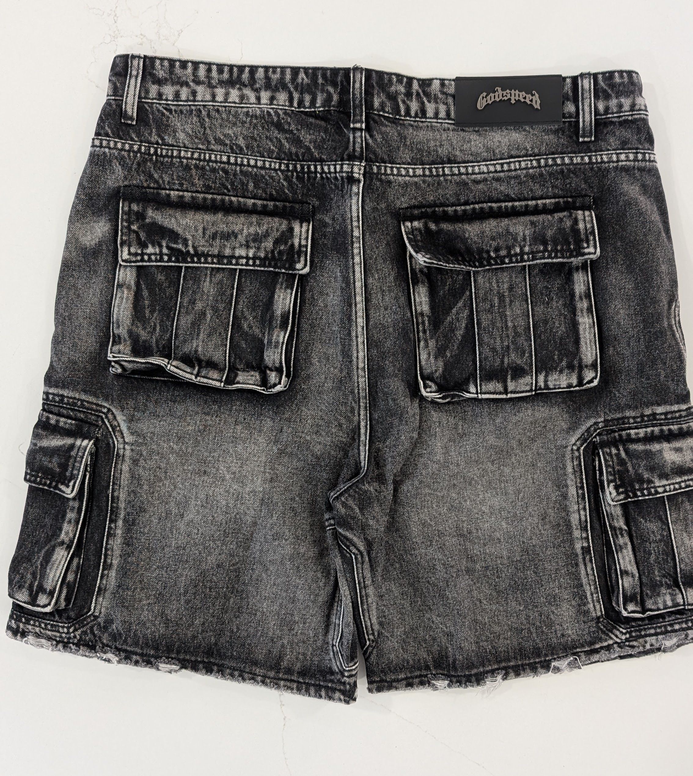 Godspeed Godspeed Octagon Denim Cargo Shorts Grey Wash 38 Size US 38 / EU 54 - 2 Thumbnail