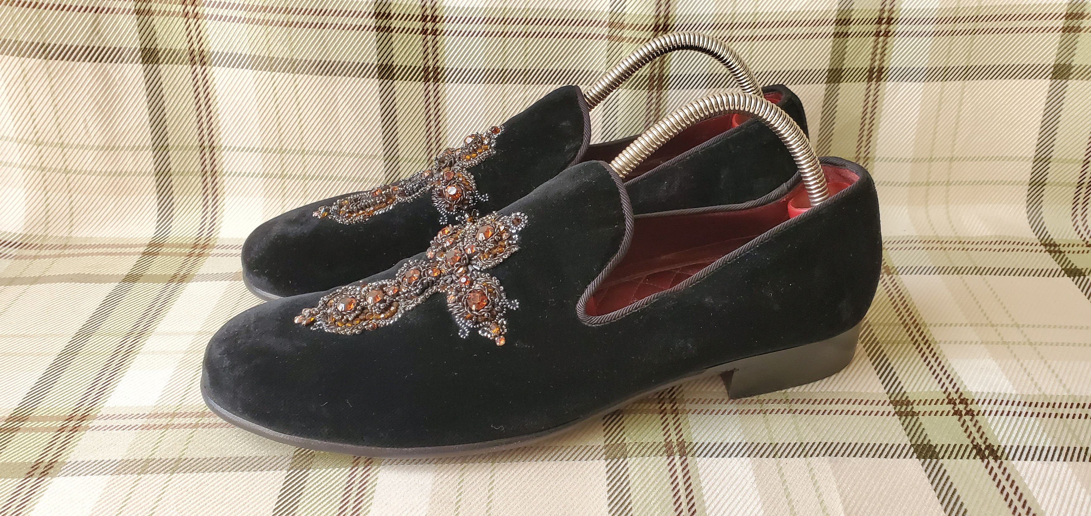 image of Dolce Gabbana Black Velvet Leonardo Loafers, Men's (Size 9)