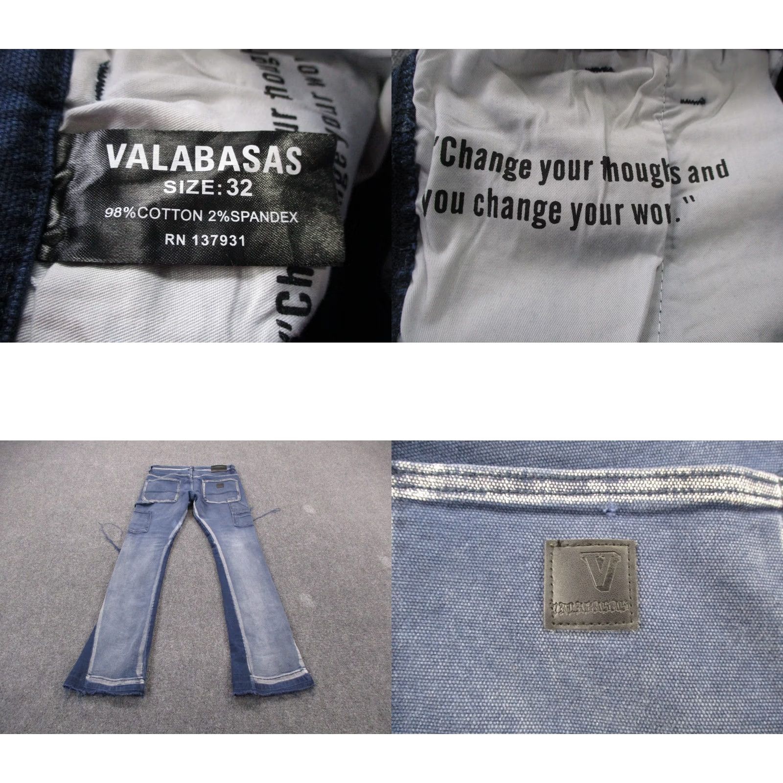 Denime Valabasas Jeans Womens 32 Blue Denim Stretch Flared Distressed Casual Size 24" / US 00 / IT 34 - 8 Thumbnail