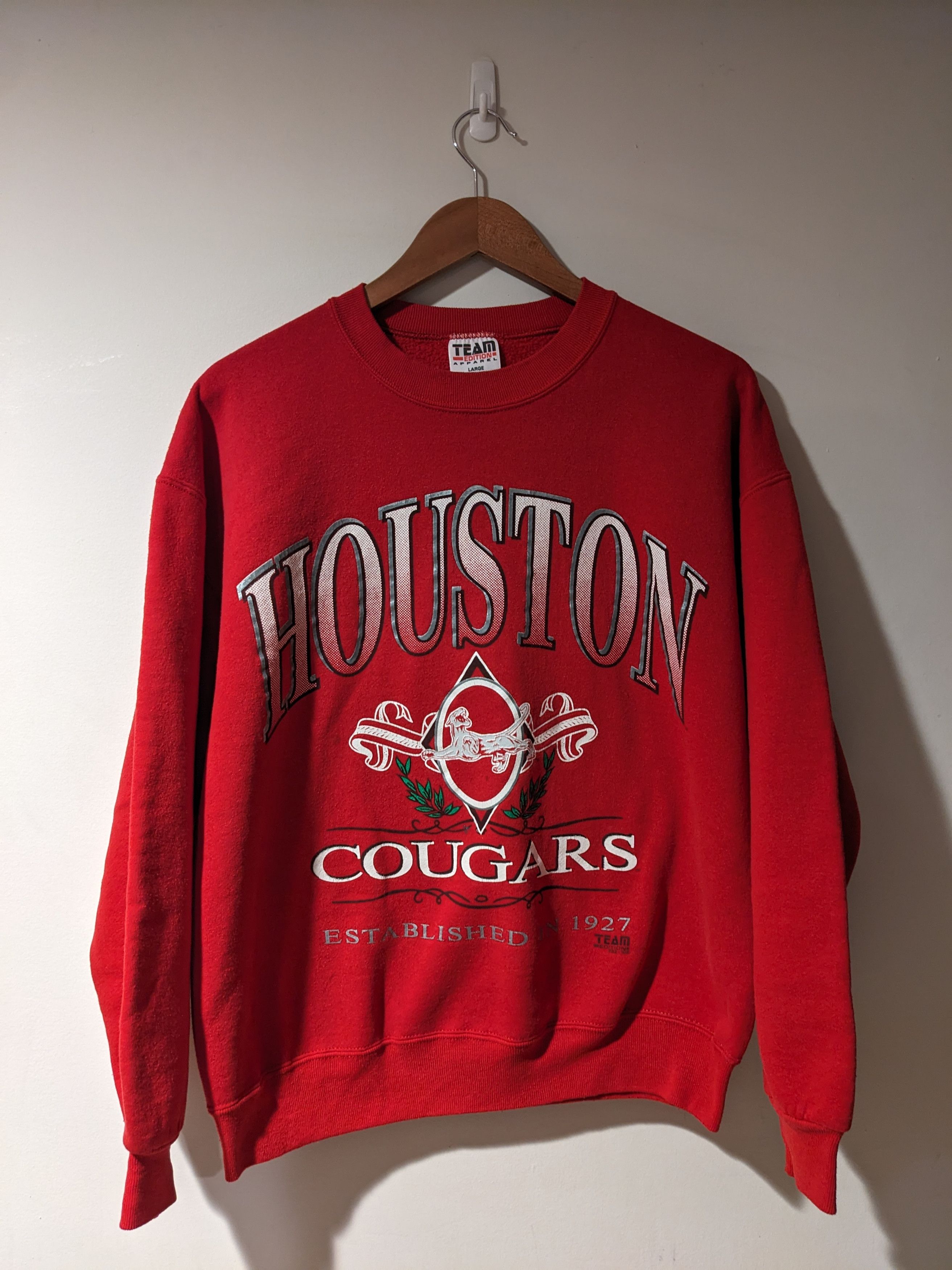 image of American College x Vintage 90's Houston Cougars Red Team Edition Sweatshirt, Men's (Size Large)