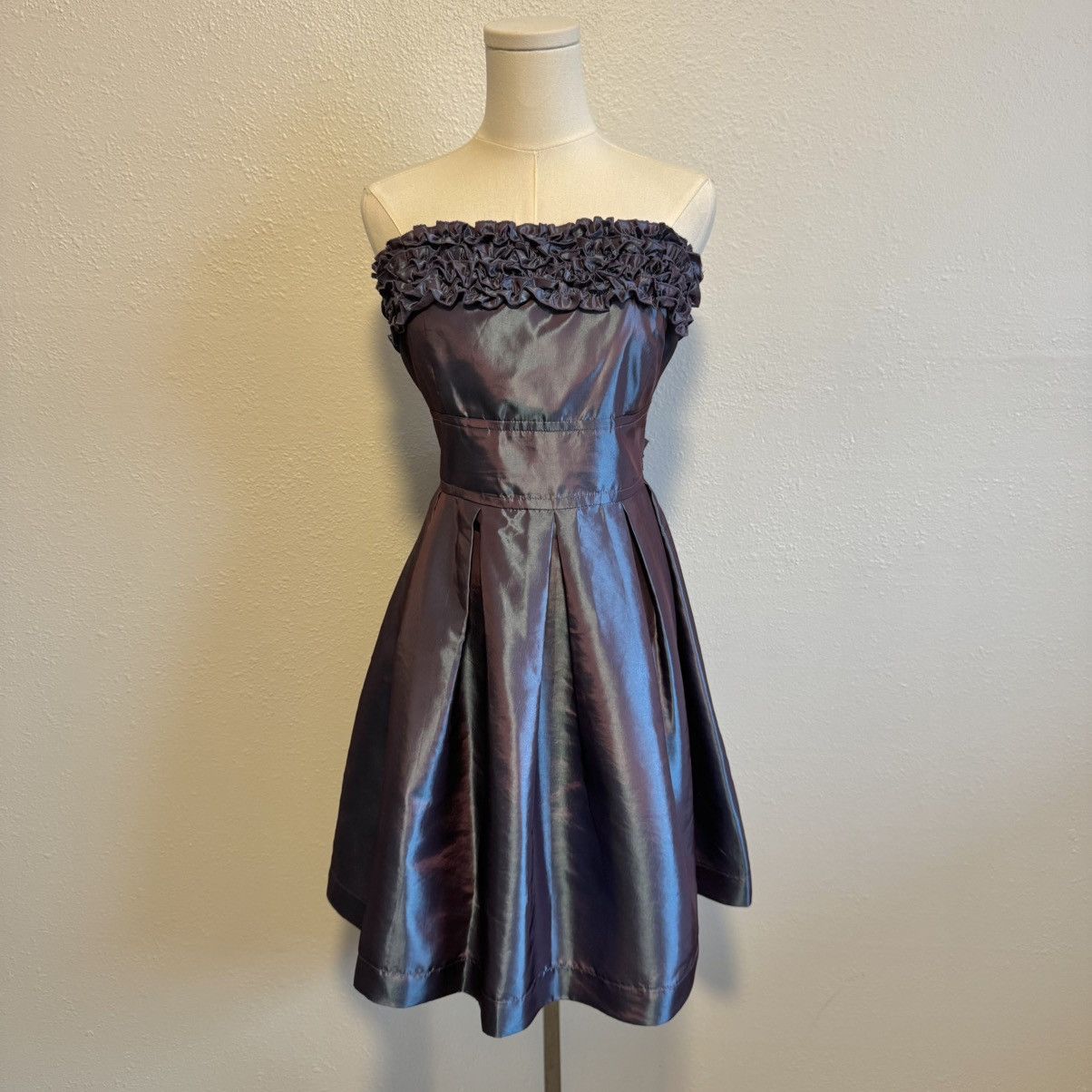 Other STUDIO Y Vintage Y2K Purple Blue Iridescent Strapless Dress Size L / US 10 / IT 46 - 1 Thumbnail