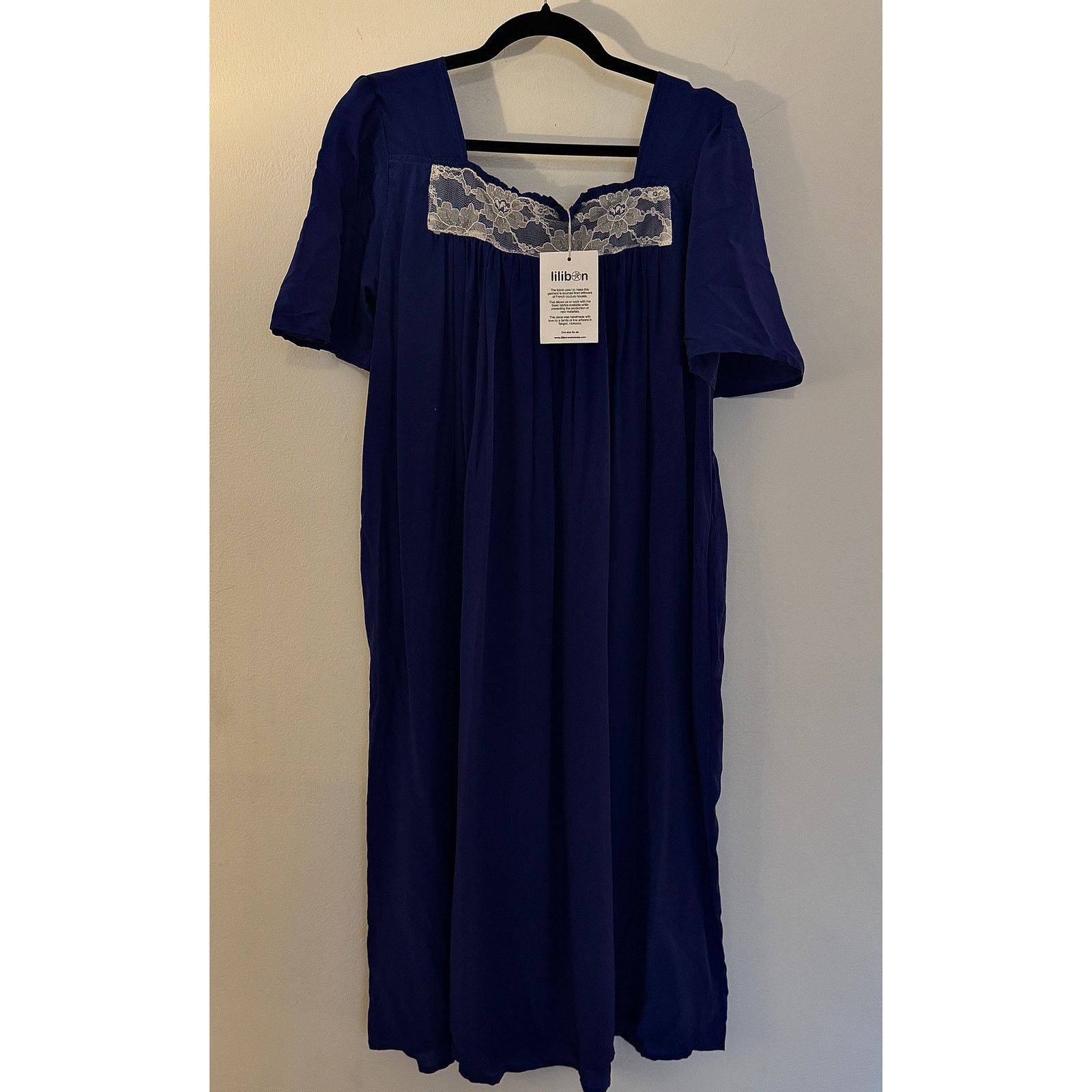 Other Atelier Lilibon NWT Women's Eva Silk Lace Dress in Blue Size ONE SIZE - 2 Thumbnail