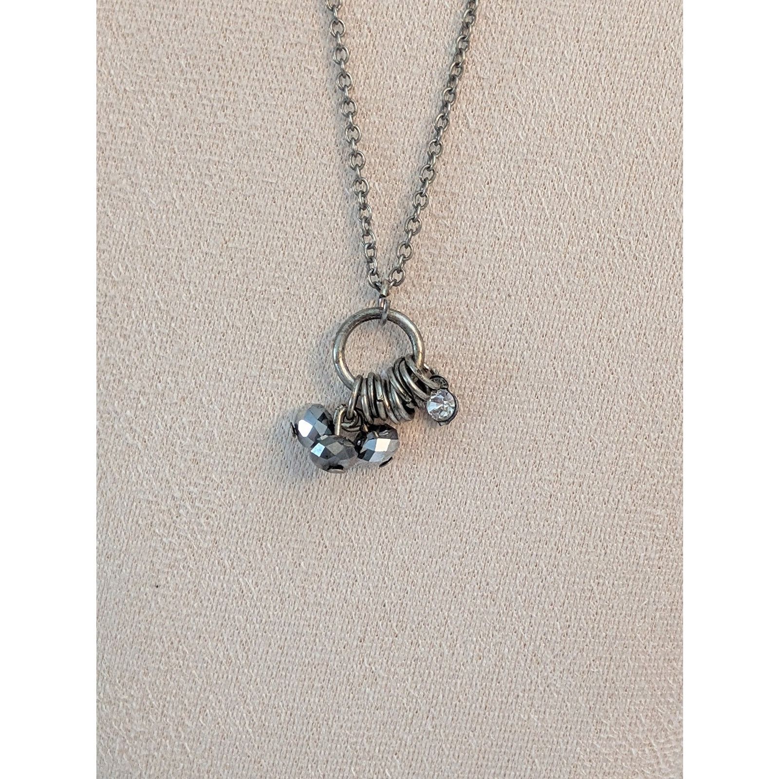 Vintage VTG 16" Silver-Tone Rhinestone & Marcasite Pendant Necklace Size ONE SIZE - 2 Thumbnail