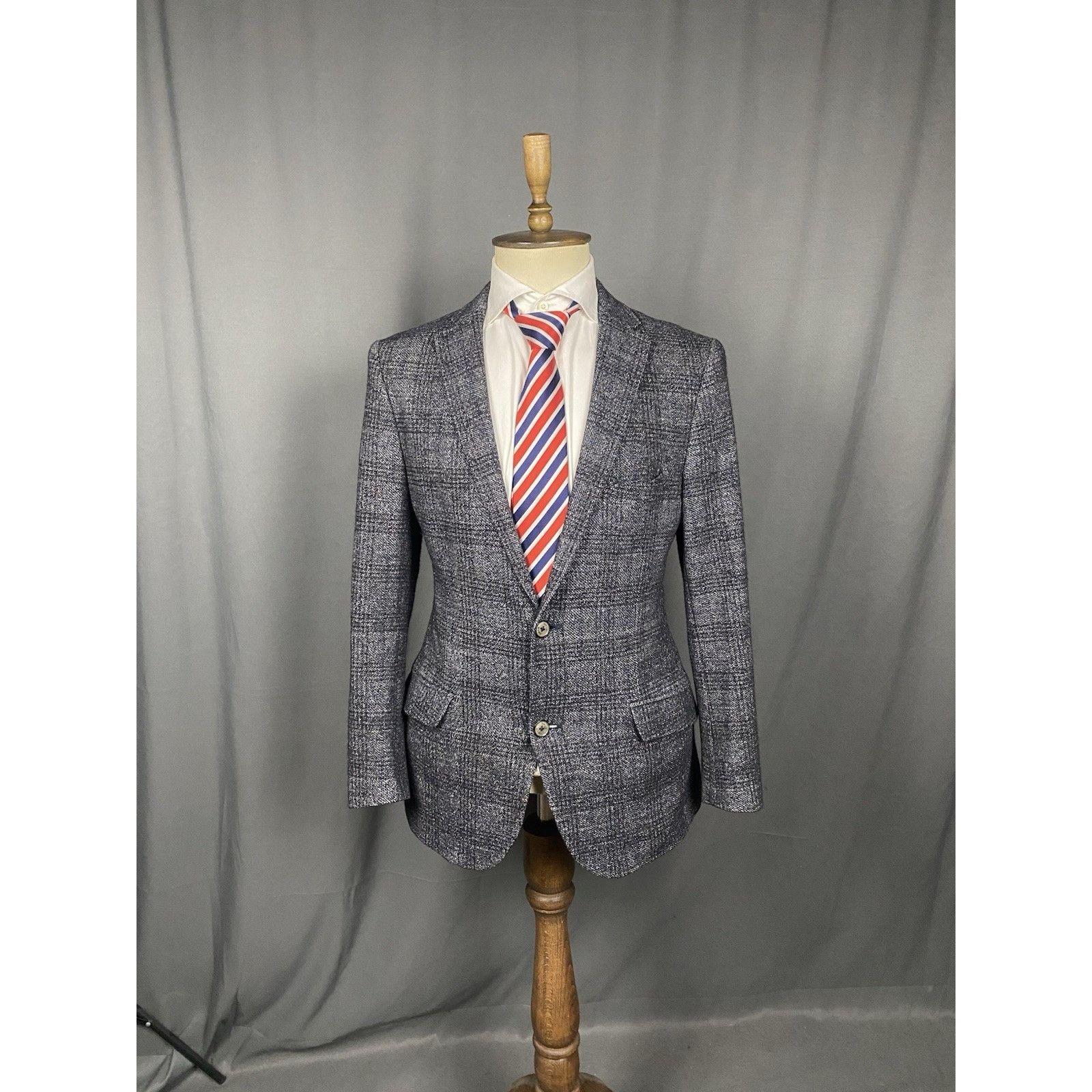 Etro Etro New Jersey Men's Gray Alpaca Wool Checked Blazer Jacket Size 44R - 3 Thumbnail