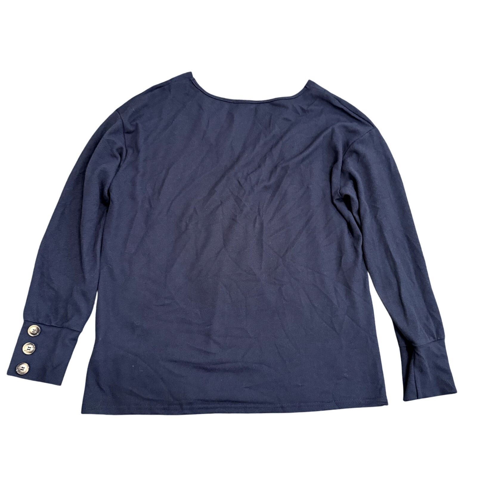 Shein Womens' V-Neck Sweater with Accent Buttons in Blue, Size L Size L / US 10 / IT 46 - 2 Thumbnail