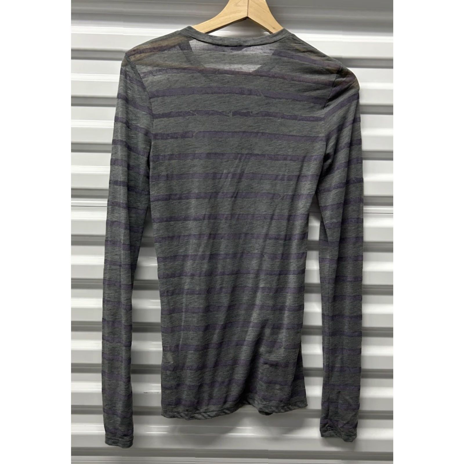Theory Womens Theory Jackson Grey/Purple Stripe Ultra Thin LongSleeve Blouse Top Size S Size S / US 4 / IT 40 - 2 Thumbnail