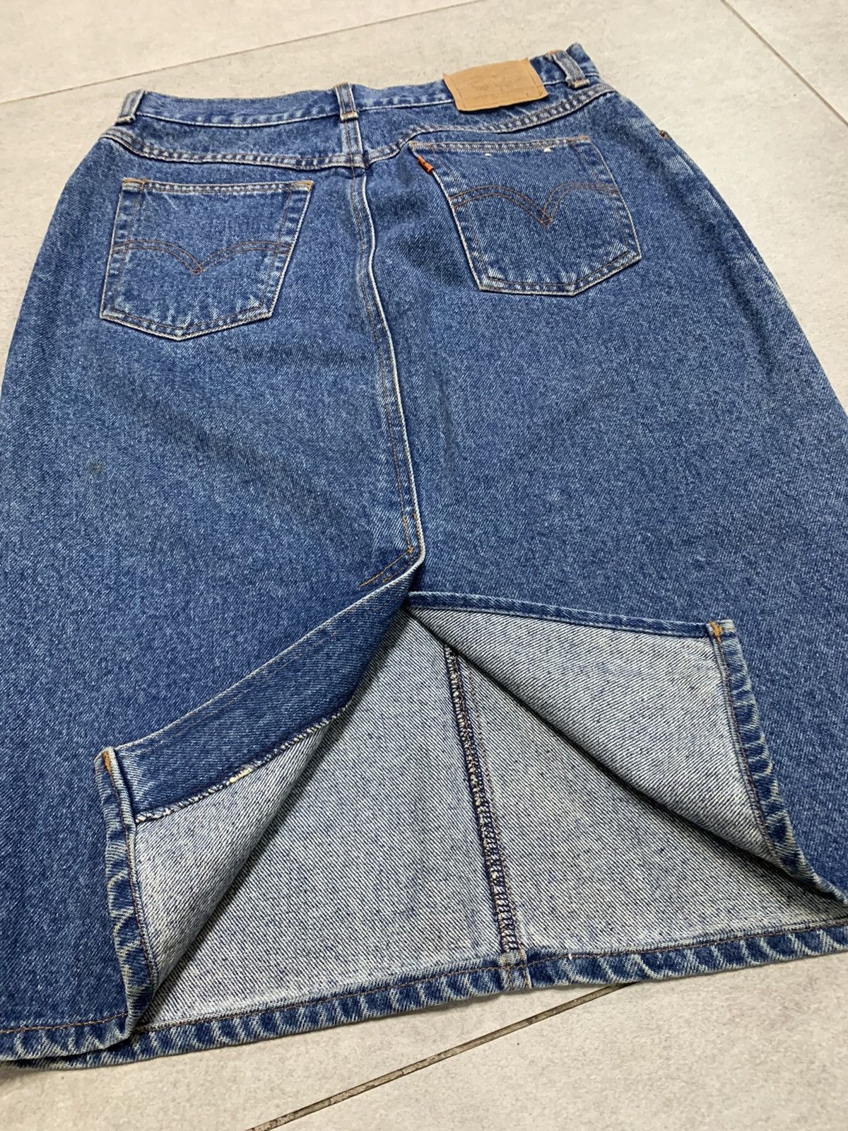 Levi's Vintage Clothing 90s Vintage Rare Levi Leather tag Orange tab denim mid skirt Size 28" / US 6 / IT 42 - 5 Thumbnail