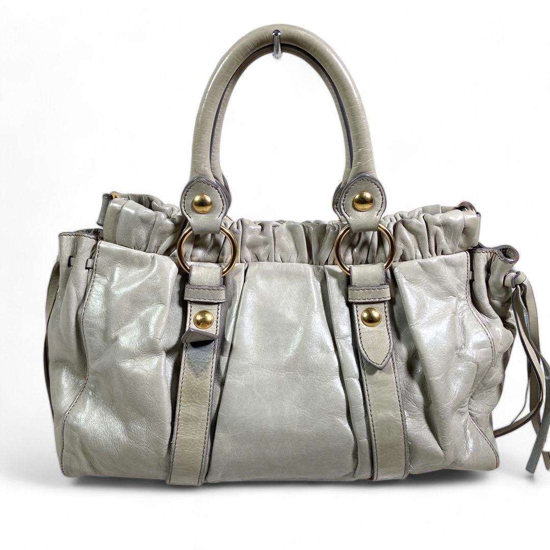 Miu Miu Miu Miu - leather handbag grey 2way shoulder bag Size ONE SIZE - 8 Thumbnail