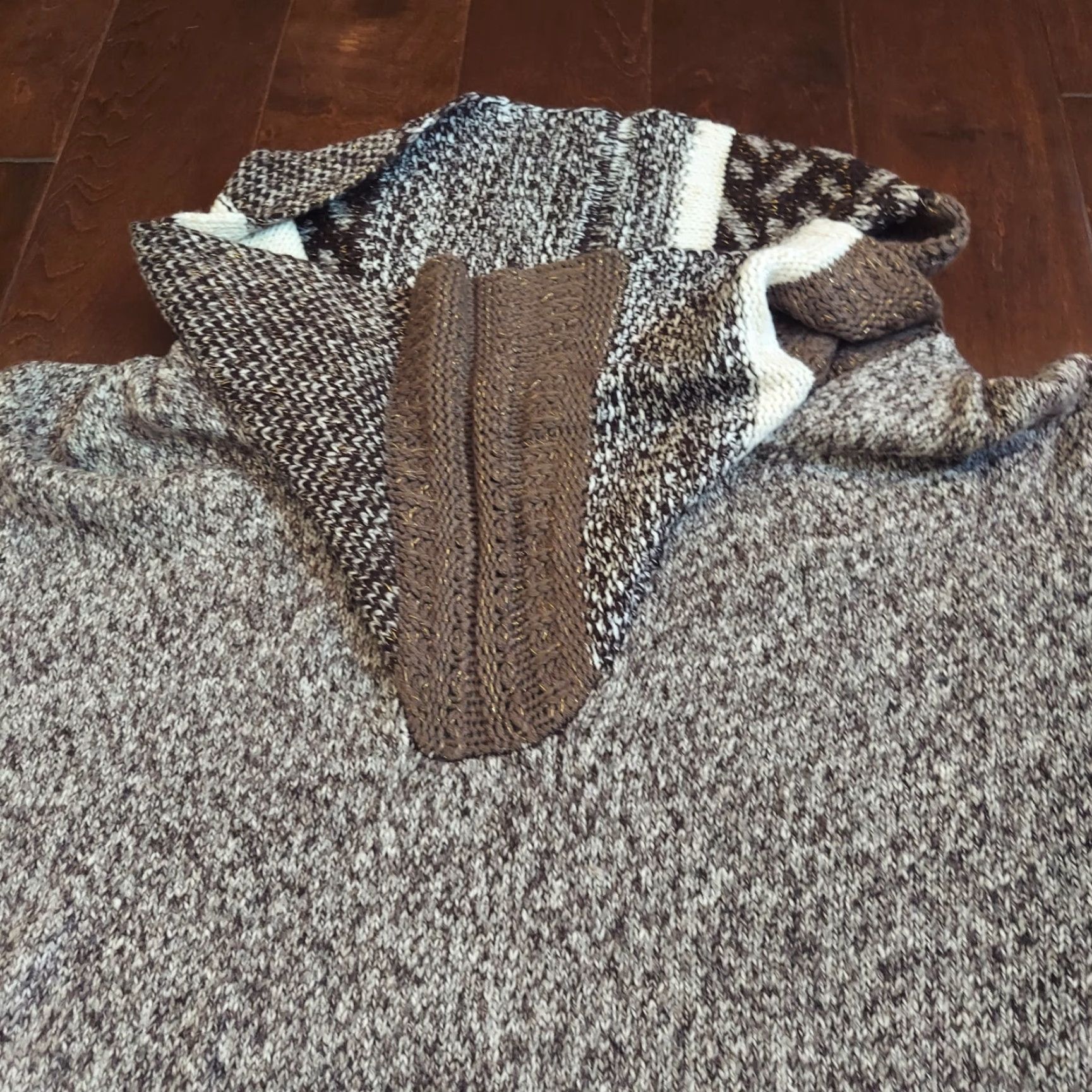 Vintage Style&co. Women's Gray Knitted Zip Turtle Neck Sweater - Size L - Solid Knit Cotton Acrylic Tunic Long Sleeve Womens Size L / US 10 / IT 46 - 6 Thumbnail