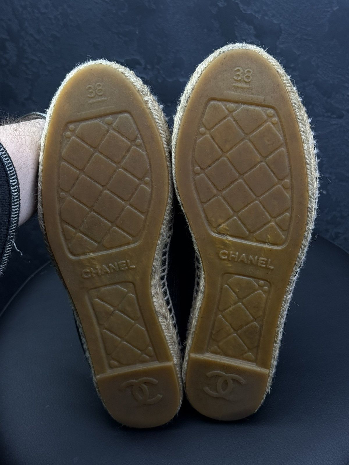 Chanel Vintage Chanel Espadrilles Slip-ons Coco Mark Black Leather Size US 8 / IT 38 - 8 Thumbnail