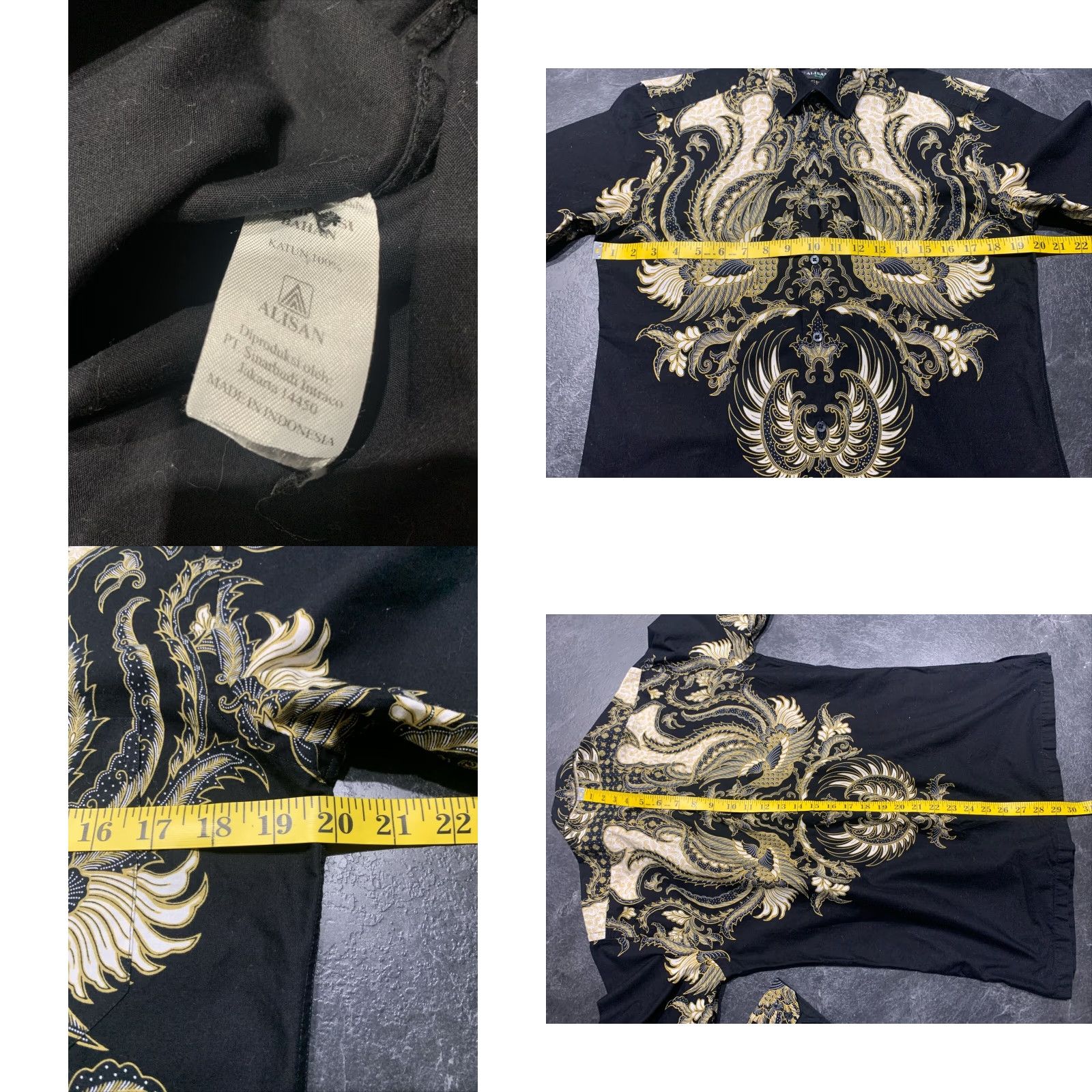Vintage Alisan Slim Fit Long Sleeve Dress Shirt Mens Blue Gold Button Down Cotton Size US M / EU 48-50 / 2 - 8 Thumbnail
