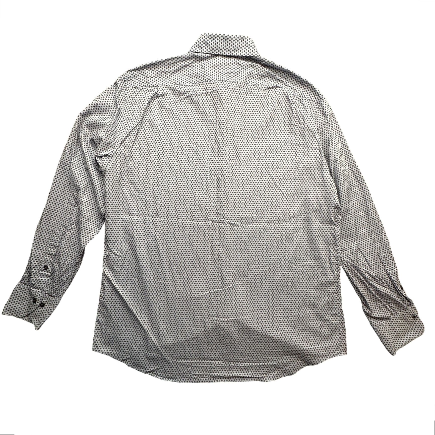 Vintage Stenströms Fitted Body Cotton Long Sleeve Button Up Dress Shirt Mens XL 17.5 44 Gray Floral Shirts Mens XL Size 46R - 4 Thumbnail