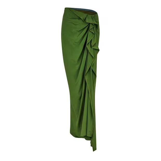 Dries Van Noten o1g2r1mq1024 Silk Skirt in Green Size 27" / US 4 / IT 40 - 1 Thumbnail