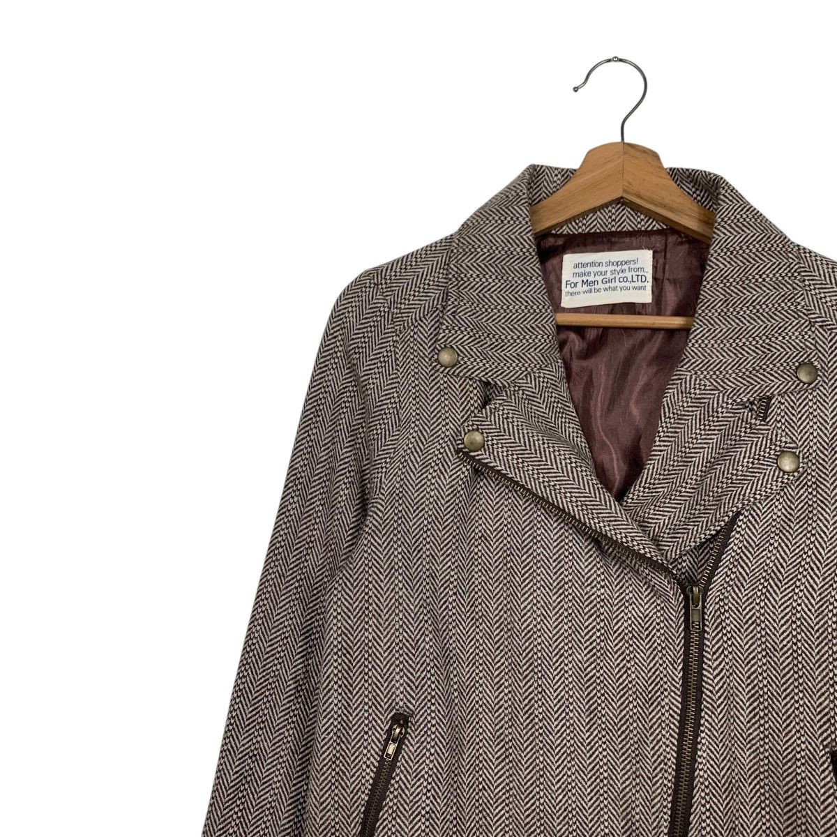 Japanese Brand FOR MEN GIRL Herringbone Double Collar Jacket #2452-C110 Size M / US 6-8 / IT 42-44 - 6 Thumbnail