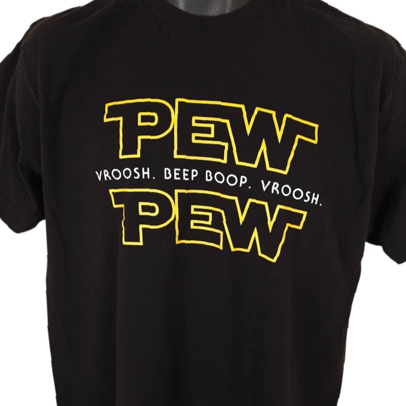 Star Wars Star Wars T Shirt Mens Size Large Black Pew Pew Vroosh Beep Boop Vroosh Size US L / EU 52-54 / 3 - 2 Thumbnail