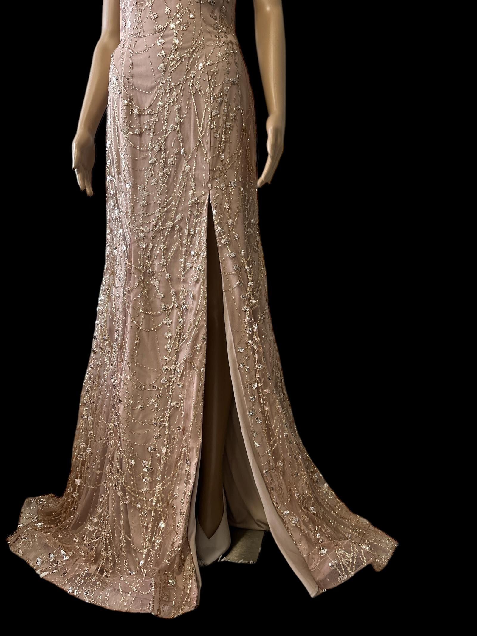 Designer Elegant Beaded Evening Gown Size M / US 6-8 / IT 42-44 - 4 Thumbnail