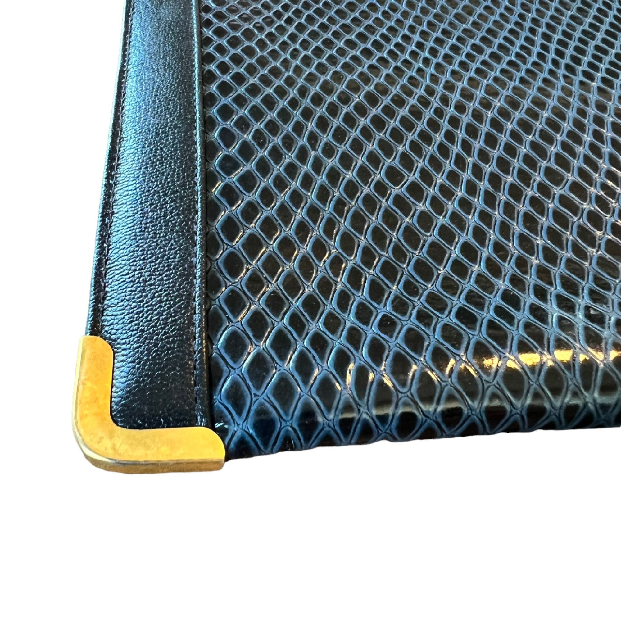 Vintage Vintage Koret Pebbled Leather Navy Gold Hardware Envelope Cl Size ONE SIZE - 4 Thumbnail