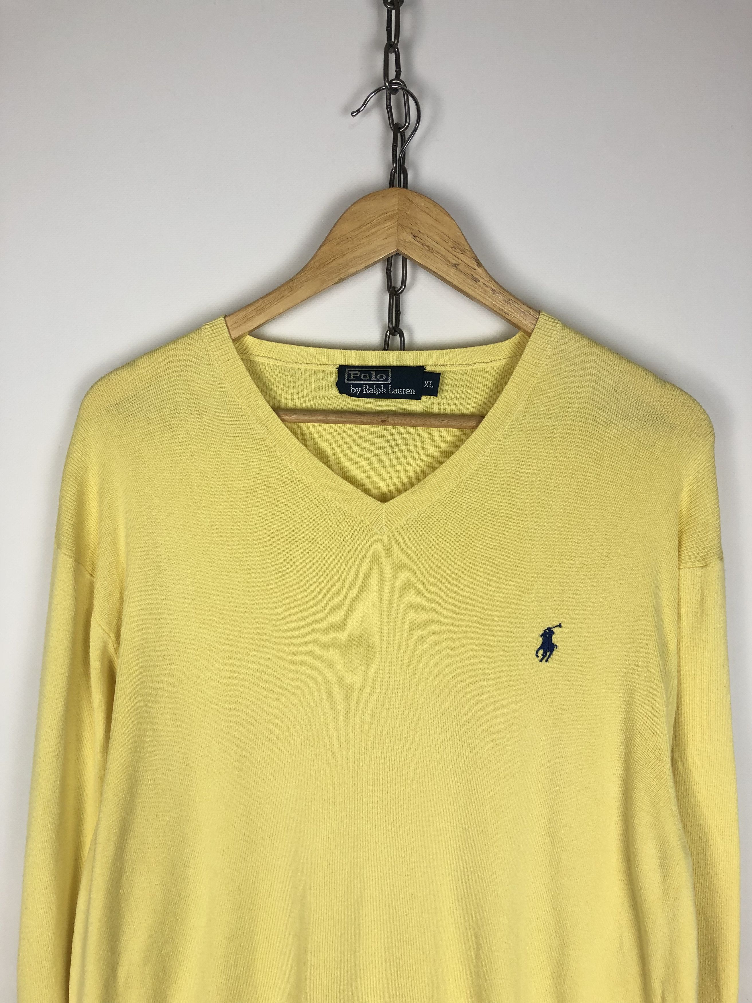 Polo Ralph Lauren Polo Ralph Lauren Sweater V-Neck Pullover Logo Yellow XL Size US XL / EU 56 / 4 - 2 Thumbnail