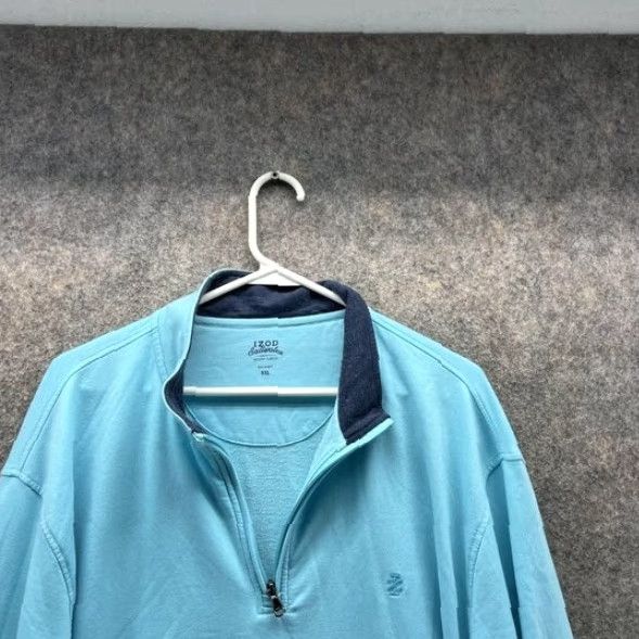 Izod IZOD Sweater Men XXL Blue 1/4 Zip Pullover Fleece Mock Neck Classic Relaxed Knit Shirt Size US XXL / EU 58 / 5 - 7 Thumbnail