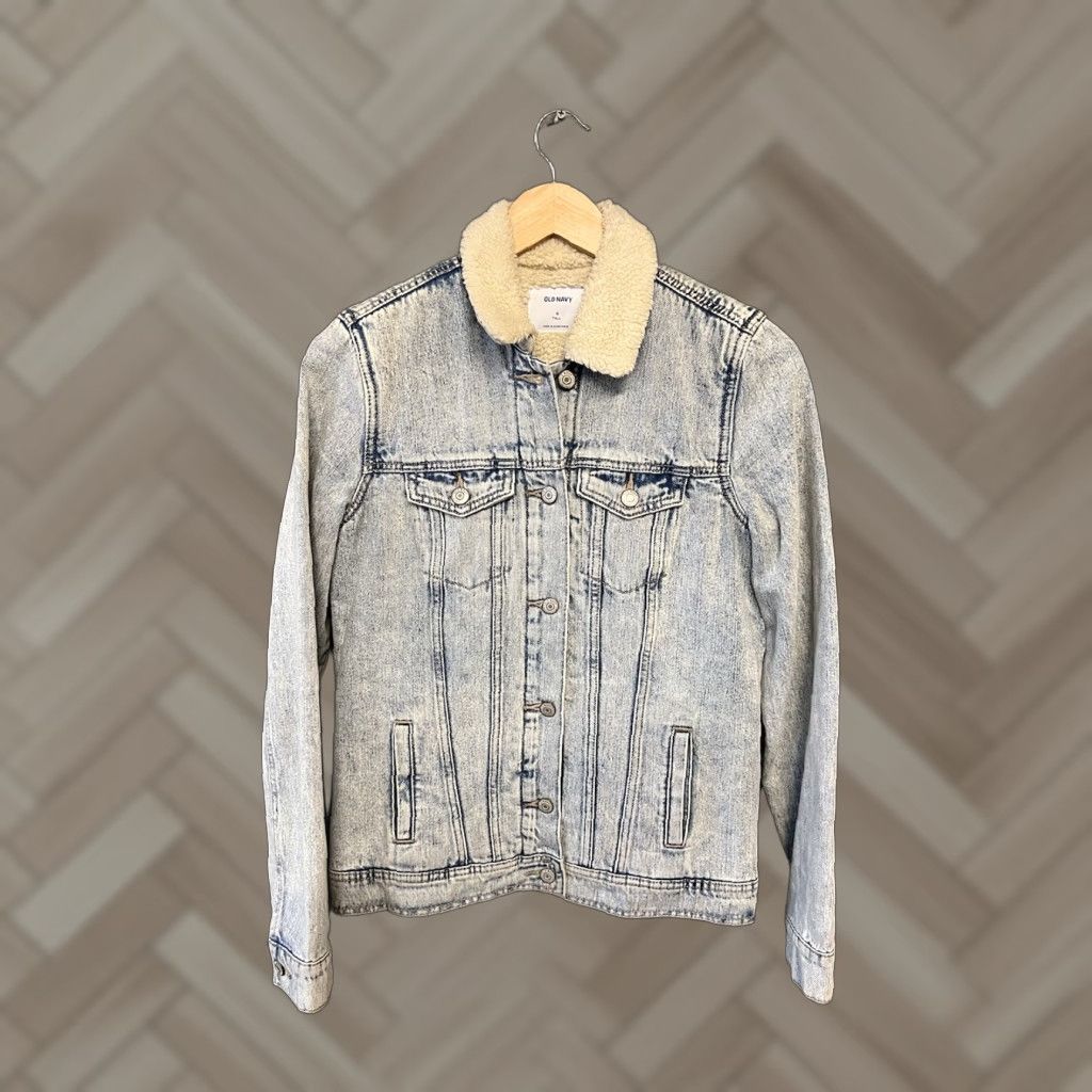 Old Navy VINTAGE Old Navy Womens Blue Jean Denim Sherpa Lined Jacket Size Small Tall Size 28" / US 6 / IT 42 - 1 Thumbnail
