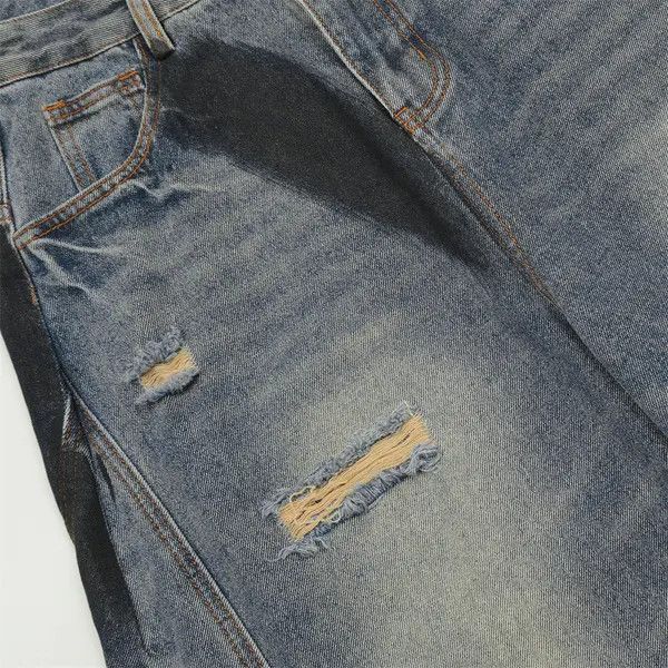 Jean American men's loose graffiti ripped straight jeans Size US 32 / EU 48 - 6 Thumbnail
