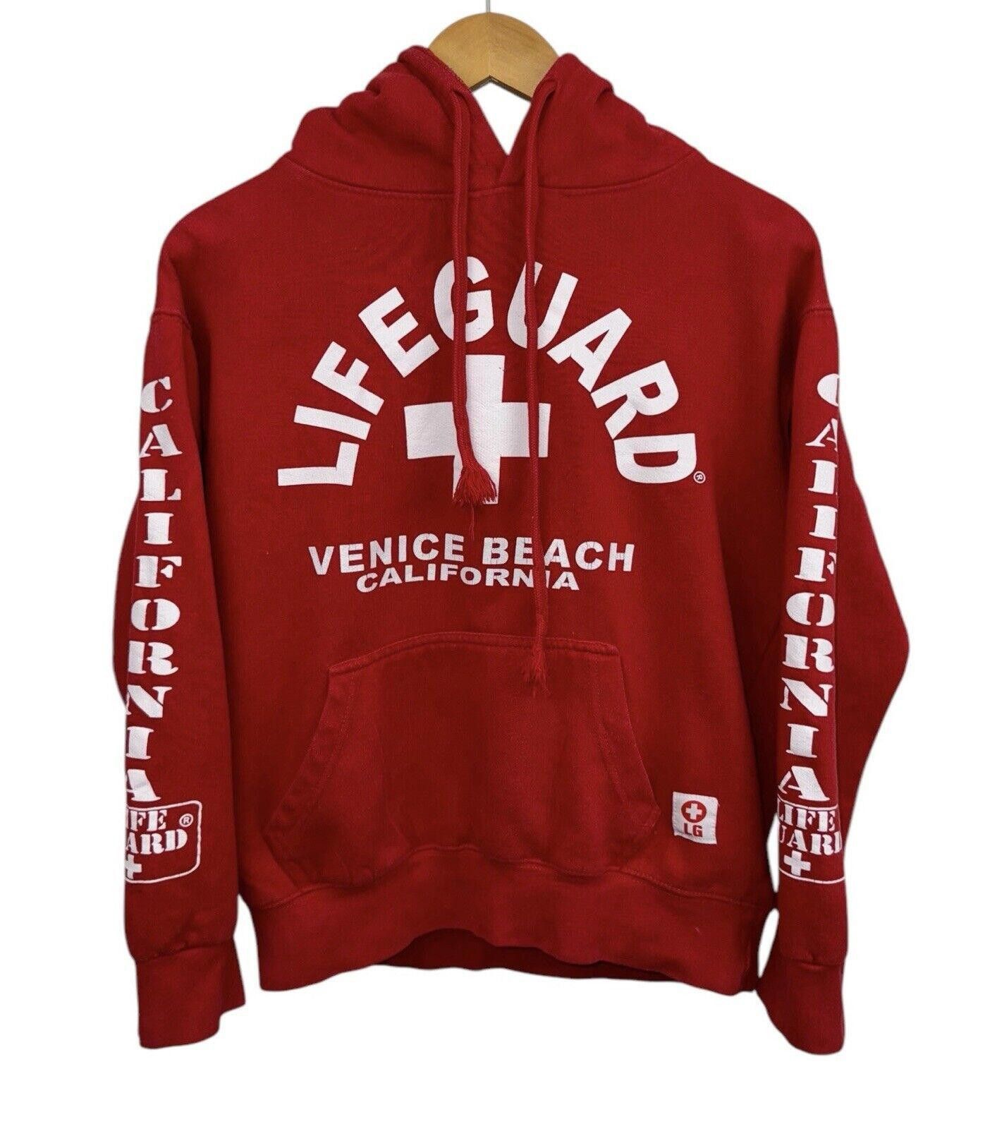 Designer Vintage Lifeguard Venice Beach California Red Hoodie Sz S Size US 30 / EU 46 - 1 Thumbnail