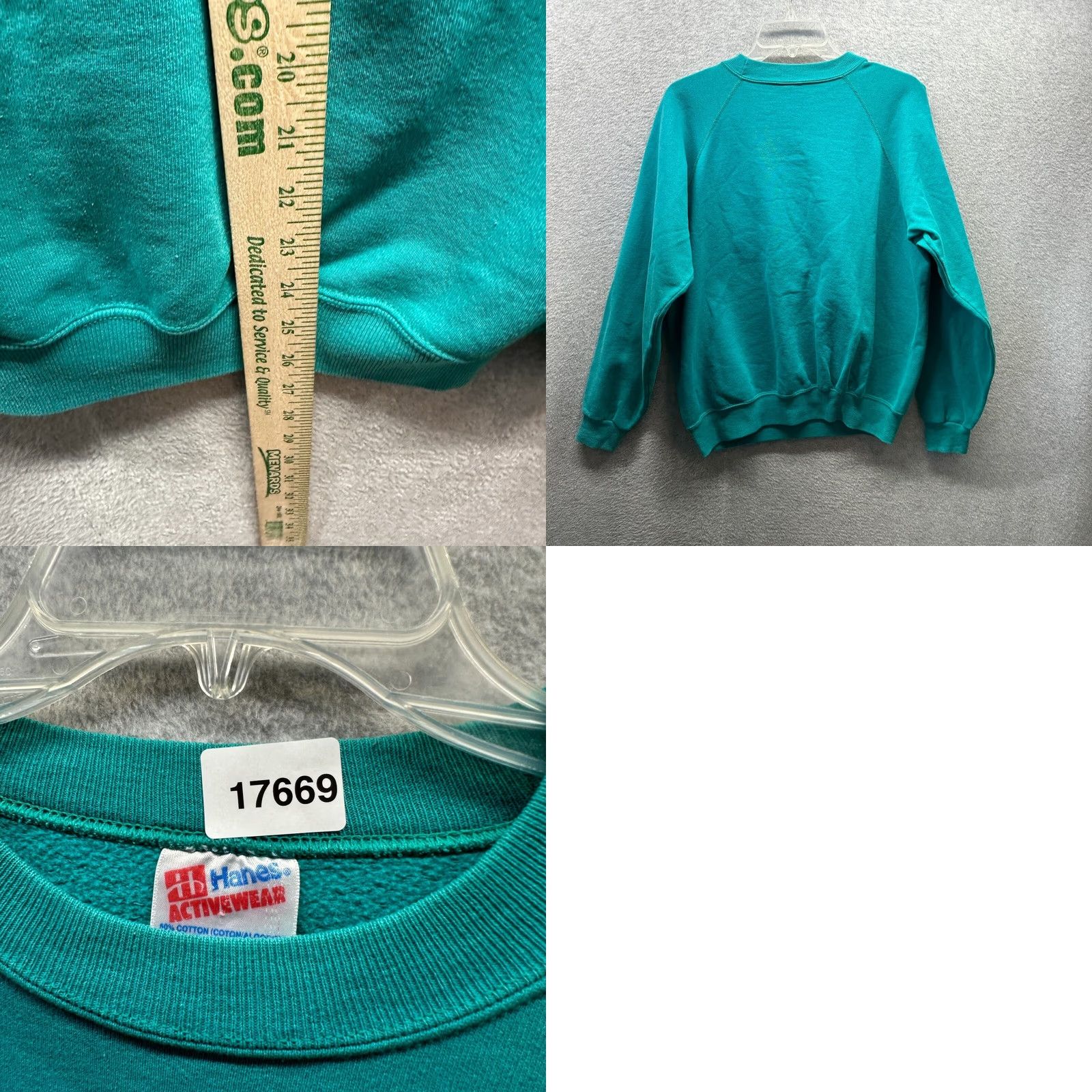 Hanes VINTAGE Hanes Sweater Womens Large Blue Green Embroidery Patch Crew Neck Long Sleeve Cable-Knit Pullover Lightweight Wool-Free Size L / US 10 / IT 46 - 8 Thumbnail