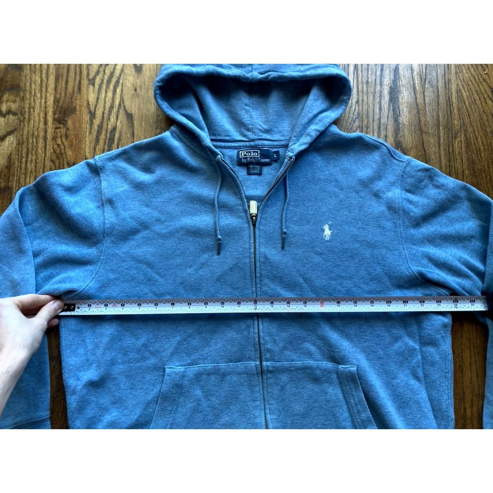 Polo Ralph Lauren VINTAGE Polo Ralph Lauren Hoodie Mens Large Full Zip Hooded Light Blue Knit Size US L / EU 52-54 / 3 - 7 Thumbnail