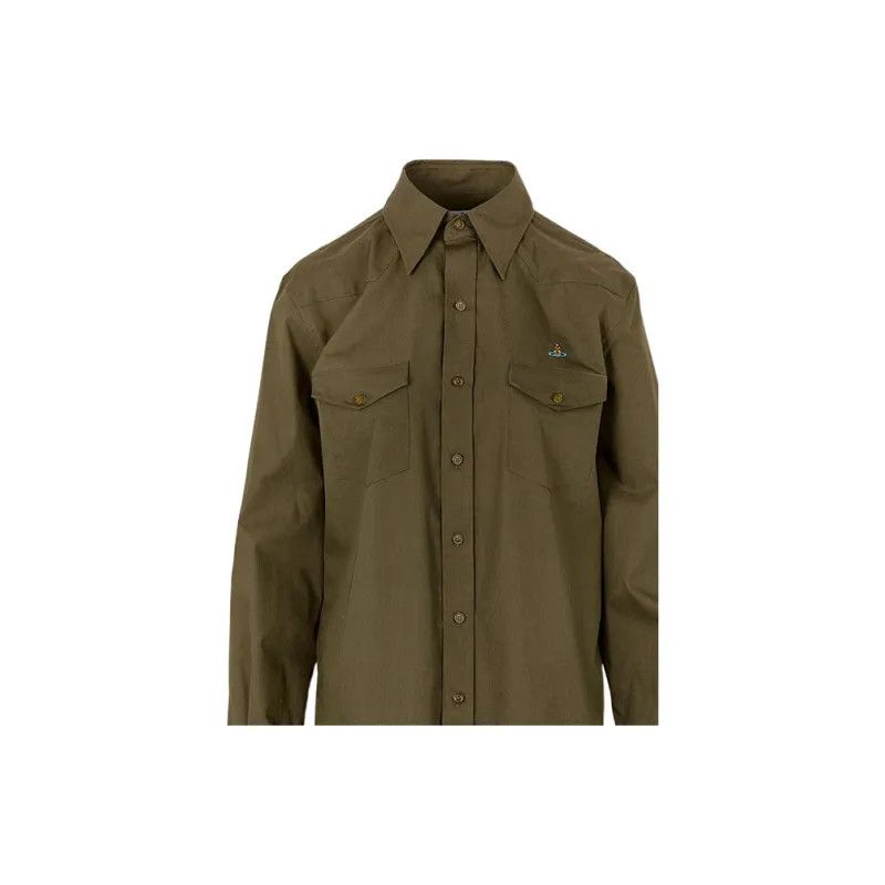 Vivienne Westwood o1y0525 Logo Solid Color Shirt in Military Green Size US S / EU 44-46 / 1 - 3 Thumbnail