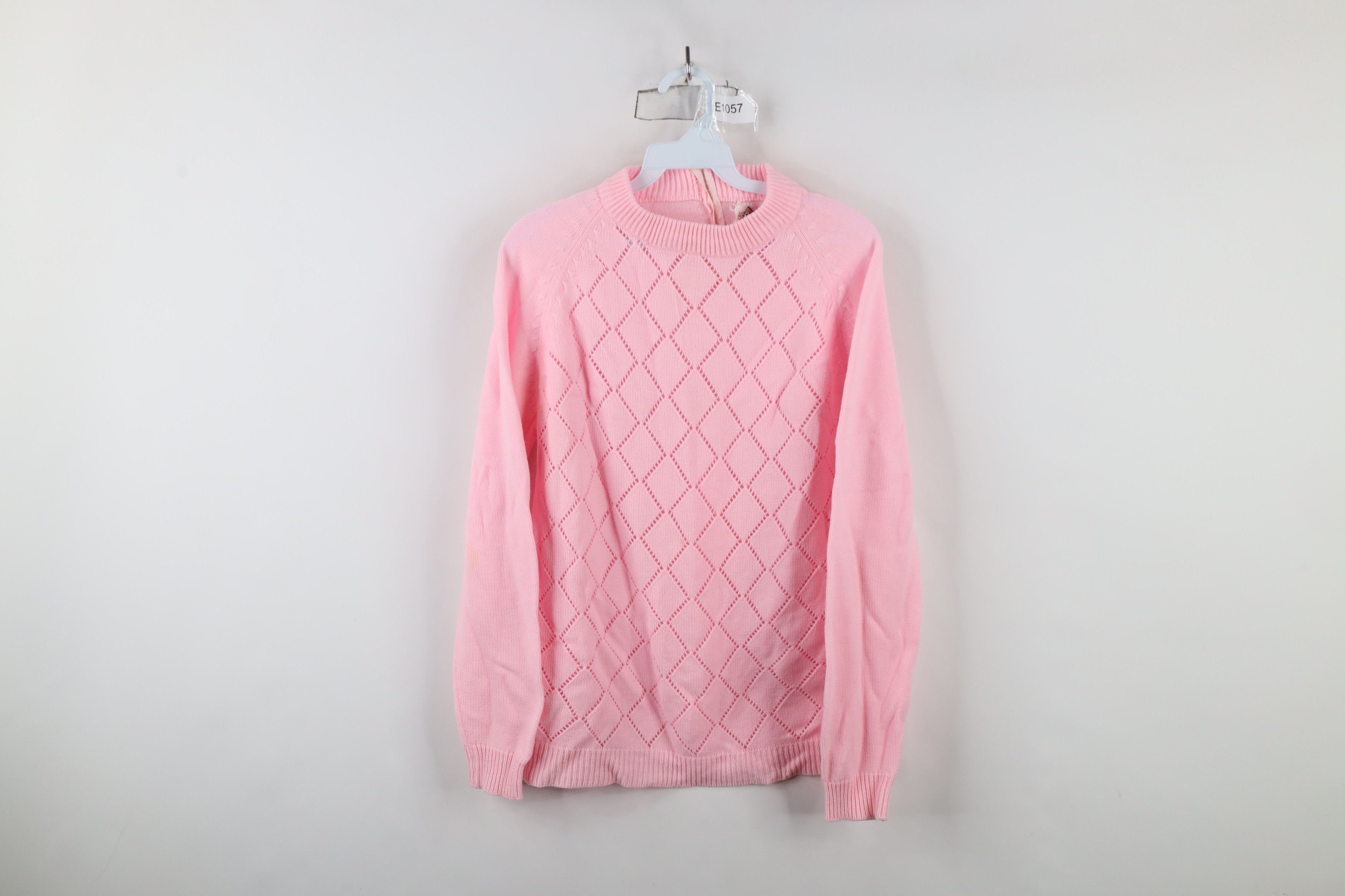 Vintage Vintage 70s Streetwear Ribbed Knit Back Zip Sweater Pink Size S / US 4 / IT 40 - 1 Thumbnail