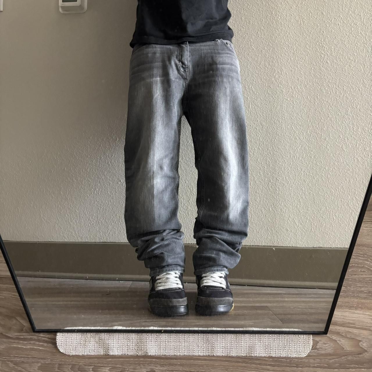 Japanese Brand Crazy Vintage Y2K/2000s Grunge Faded Black Denim Jeans! 33x32 Size US 33 - 1 Thumbnail