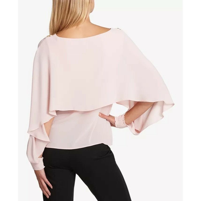 DKNY DKNY Ruffled Cape Top, Blush, Sz. XS-DISCOLORED Size XS / US 0-2 / IT 36-38 - 2 Thumbnail