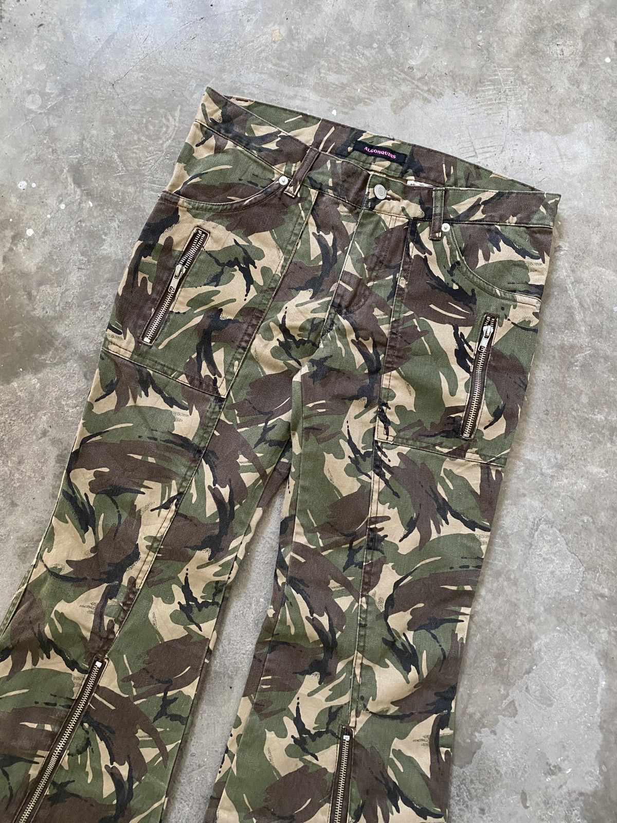 If Six Was Nine 2000s Algonquins - Punk Camo Flared Pants Vkei Size US 32 / EU 48 - 3 Thumbnail