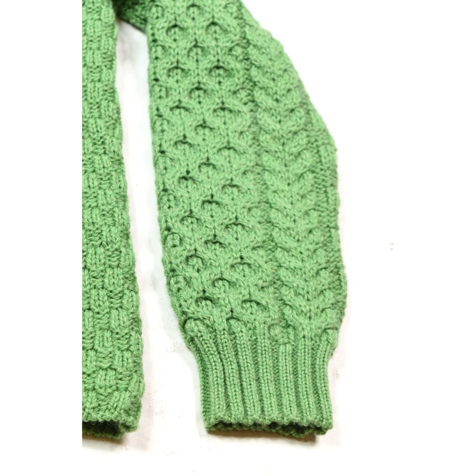 Vintage Inis Crafts Cable-Knit Sweater Womens M Green Merino Wool Full Zip Size M / US 6-8 / IT 42-44 - 5 Thumbnail