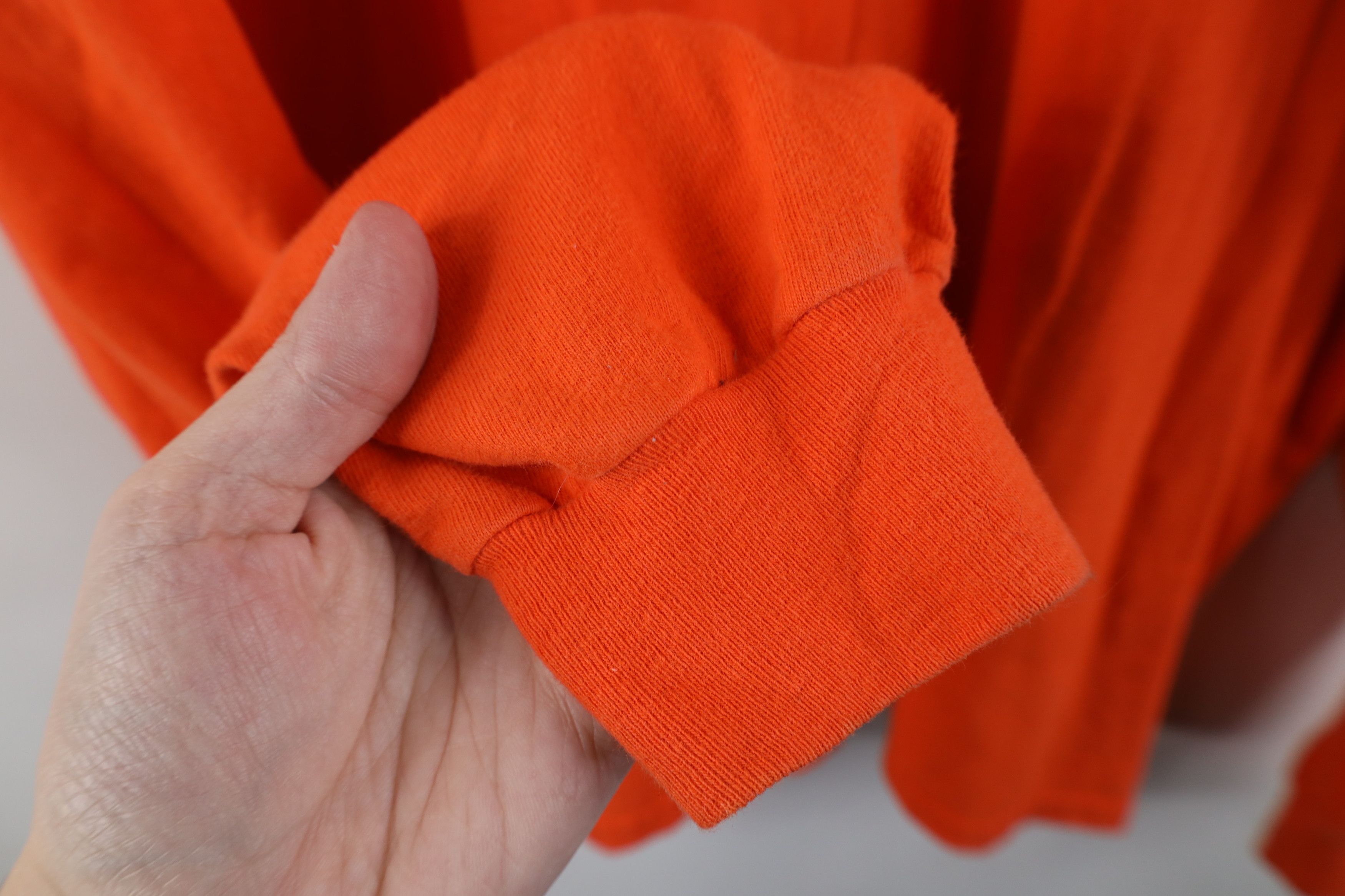 Hanes × Vintage Vintage 90s Hanes Beefy Long Sleeve T-Shirt Orange Cotton Size US XL / EU 56 / 4 - 9 Thumbnail