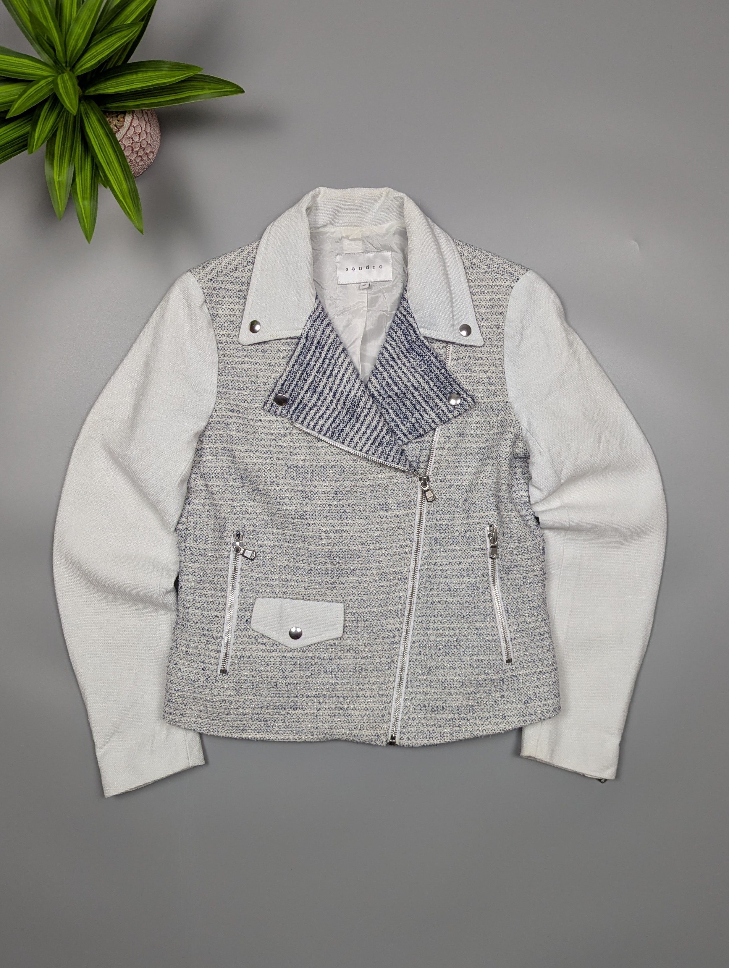 Sandro Sandro Paris Vernis Tweed Moto Biker Jacket Size 36 Size S / US 4 / IT 40 - 1 Thumbnail
