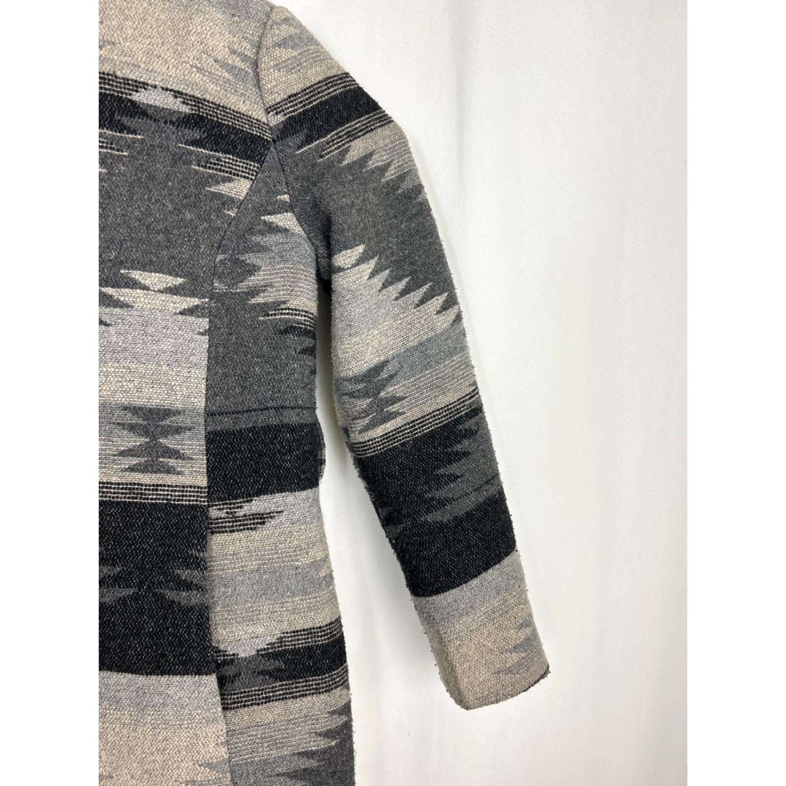 Vintage Coffee Shop Womens Coat Hooded Southwest Gray Wool Blend Polyester Button Up Overcoat M Female Size M / US 6-8 / IT 42-44 - 4 Thumbnail
